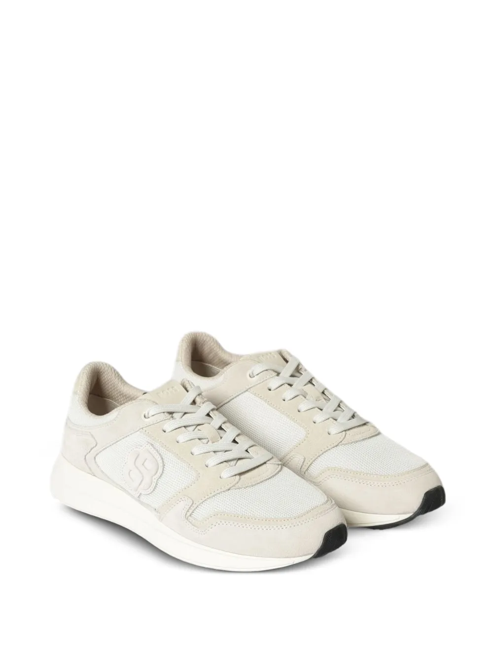 BOSS suede-panelled mesh sneakers Beige