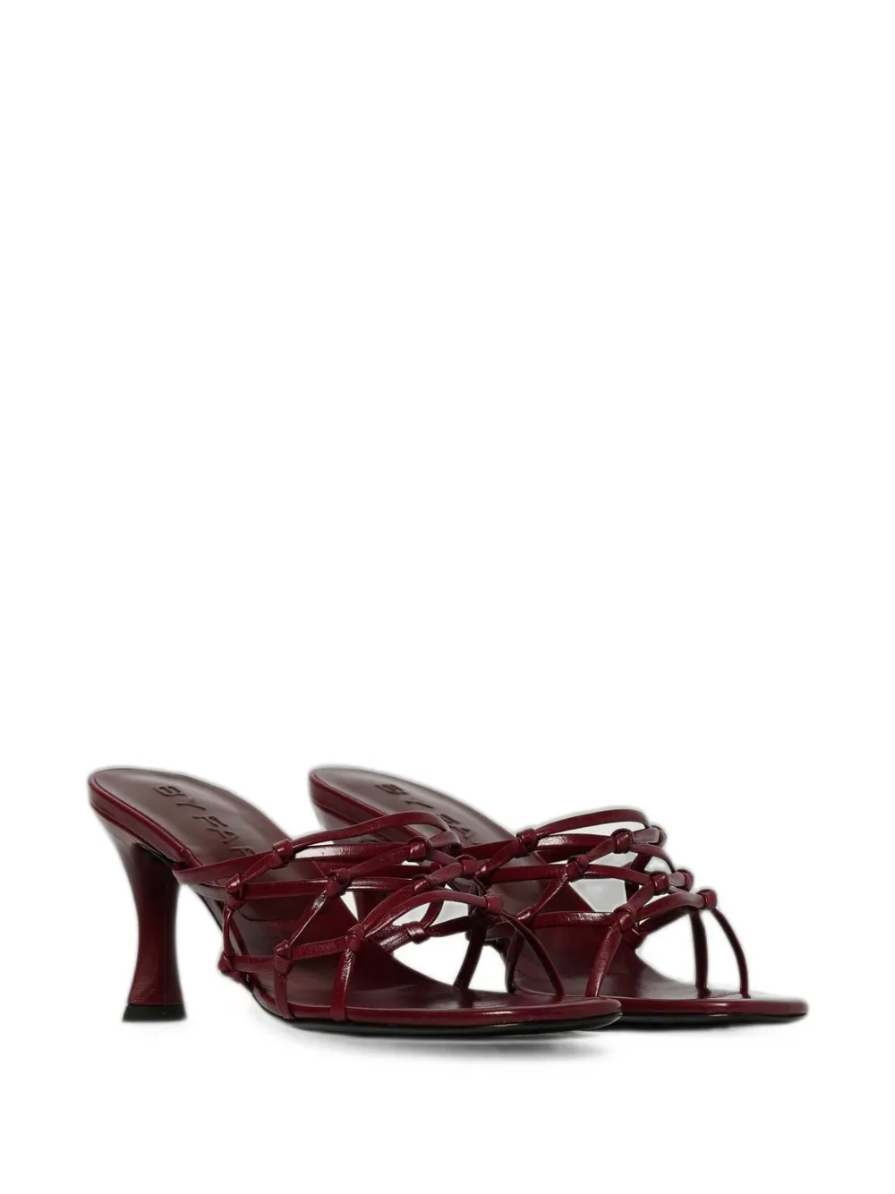BY FAR Malaya Sour knotted leather sandals Rood