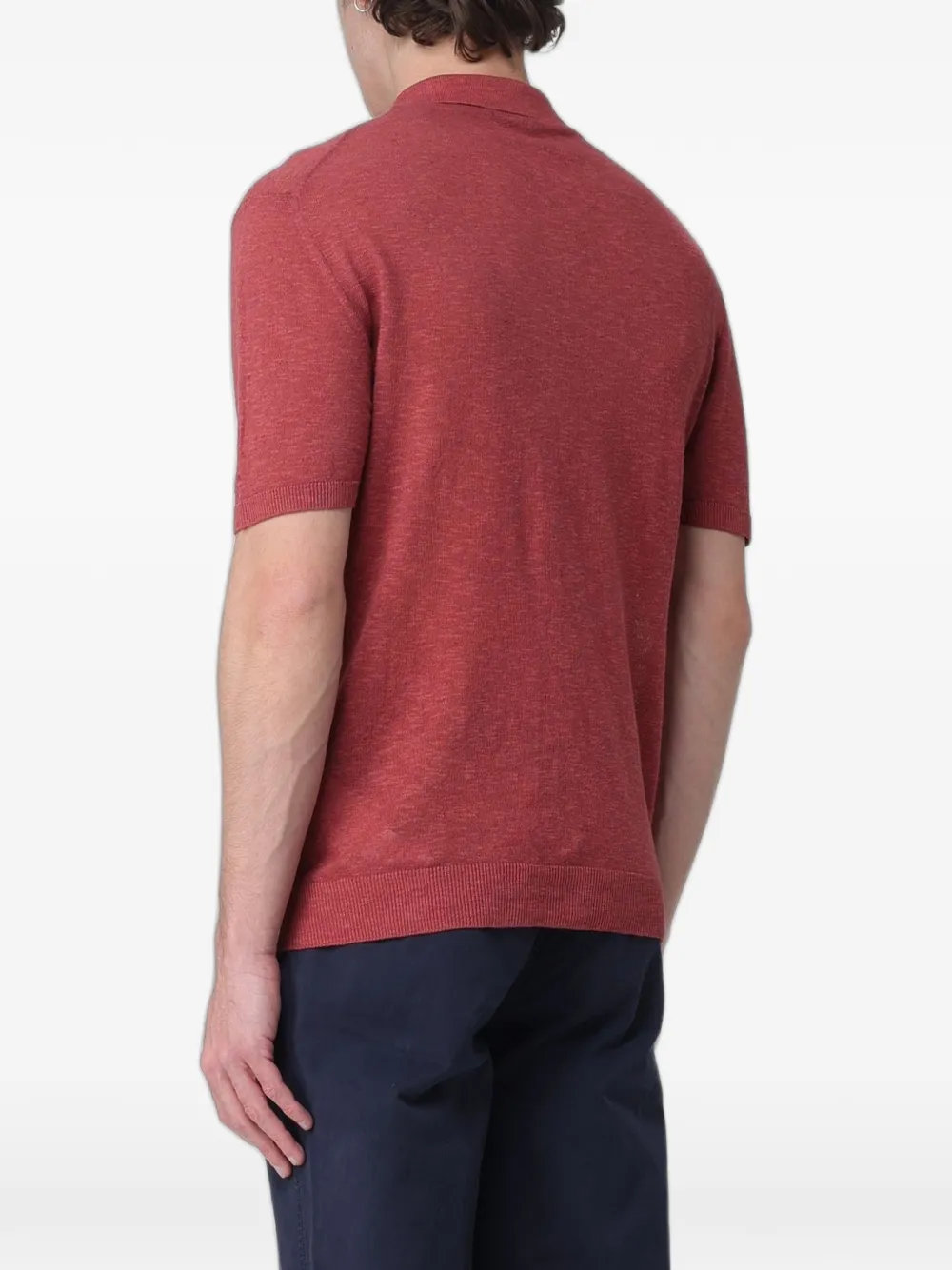 Blauer Poloshirt met korte mouwen Rood