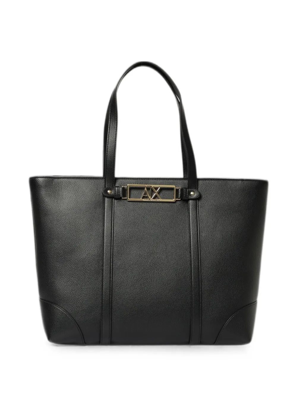 Emporio Armani logo-plaque pebbled-effect tote bag - Schwarz