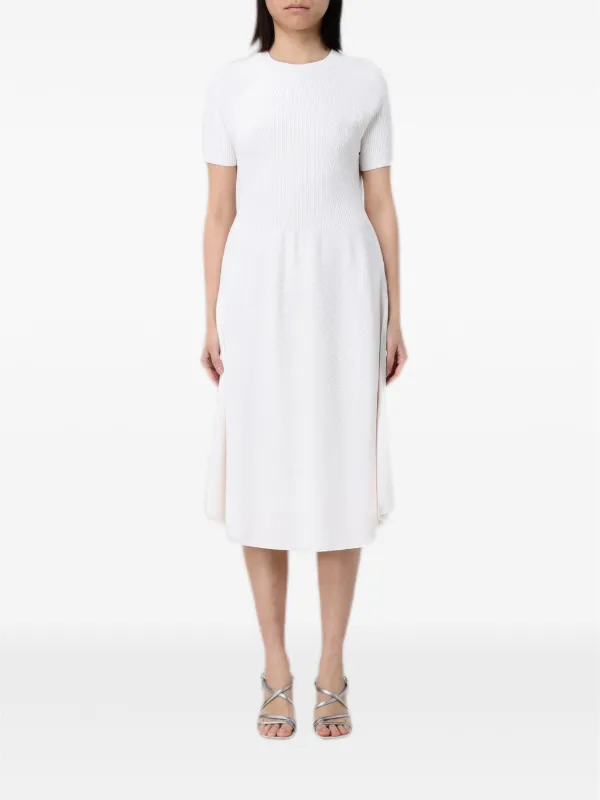 Emporio Armani Midi Dress with Flared Skirt in White