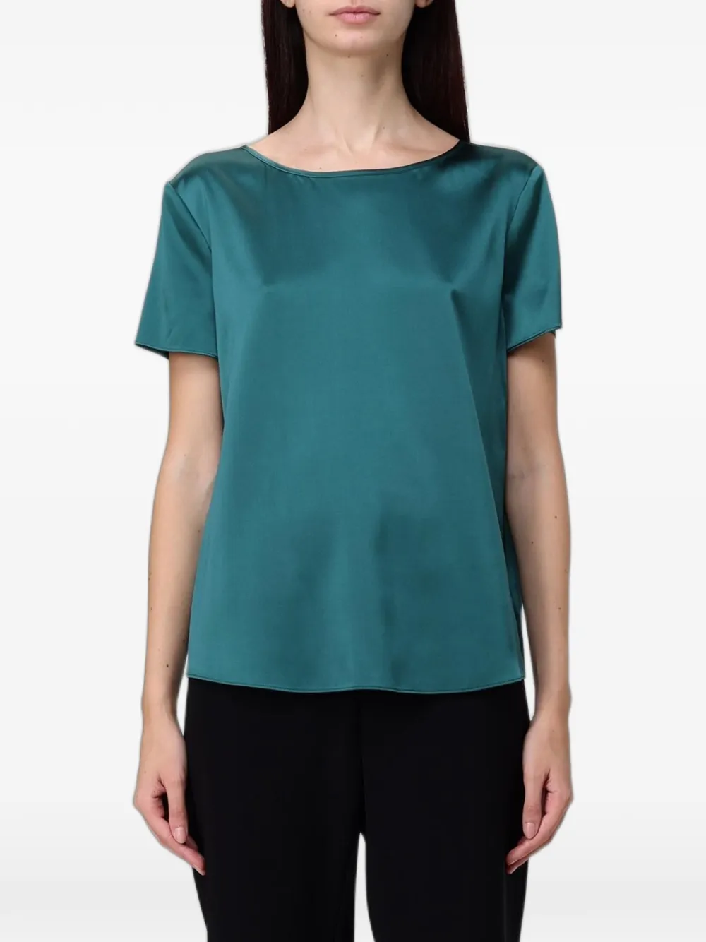 Emporio Armani satin-finish short-sleeve top - Verde