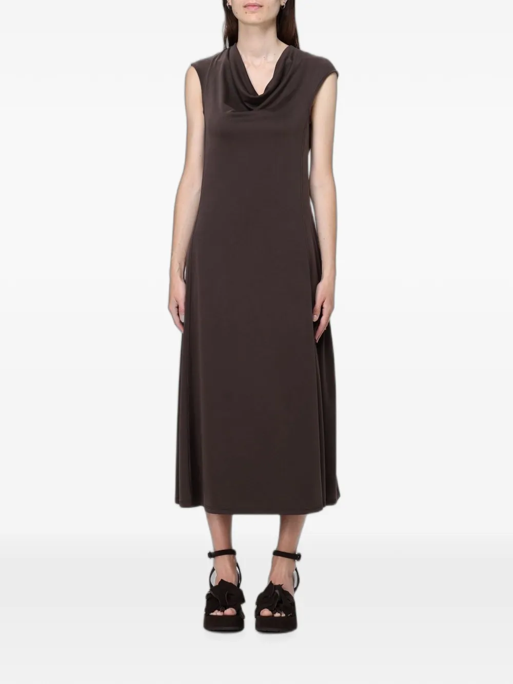 Max Mara cowl-neck sleeveless midi dress - Marrone