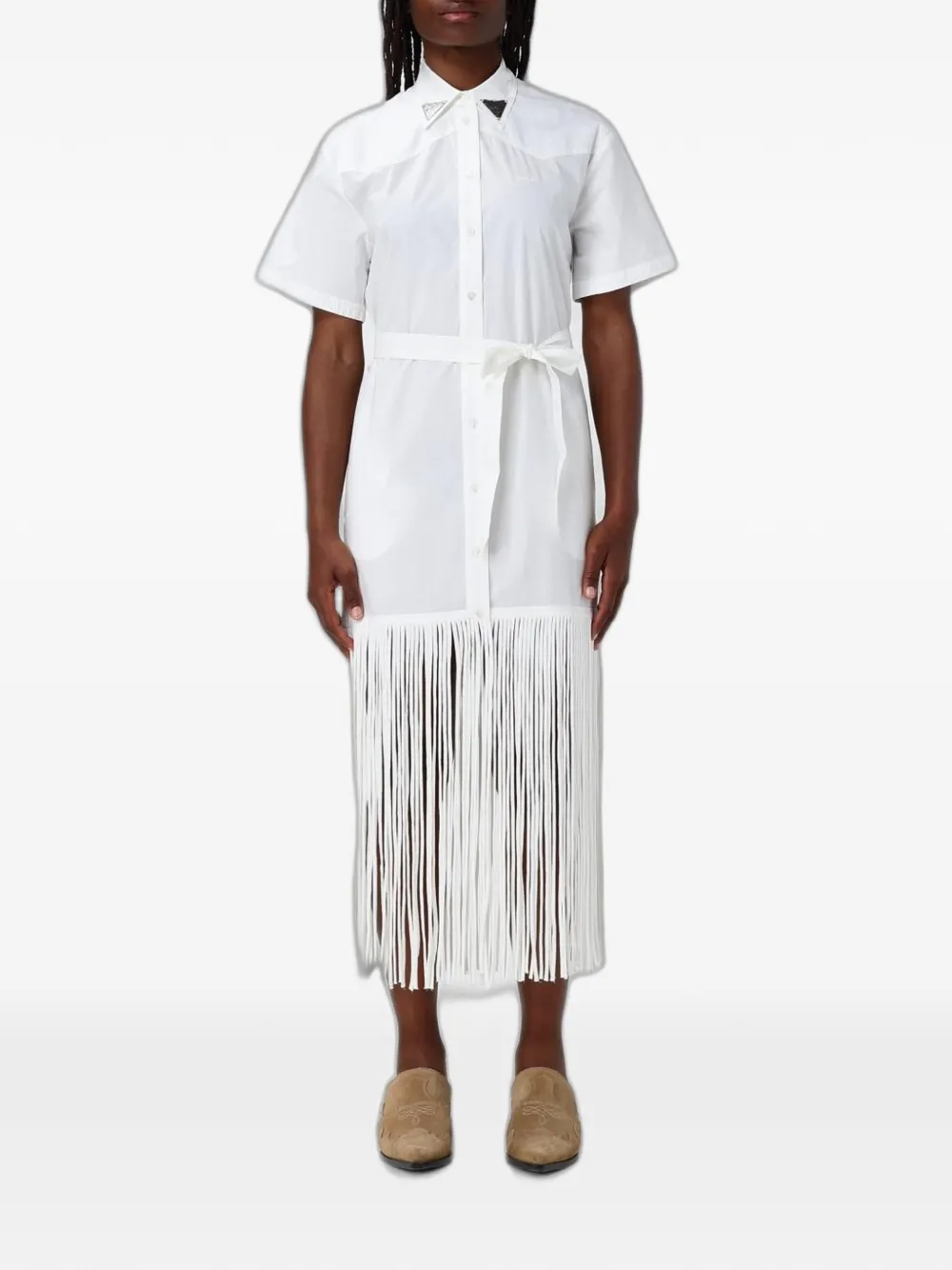 PINKO fringed midi dress - White