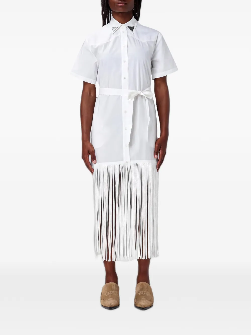 PINKO fringed midi dress - White