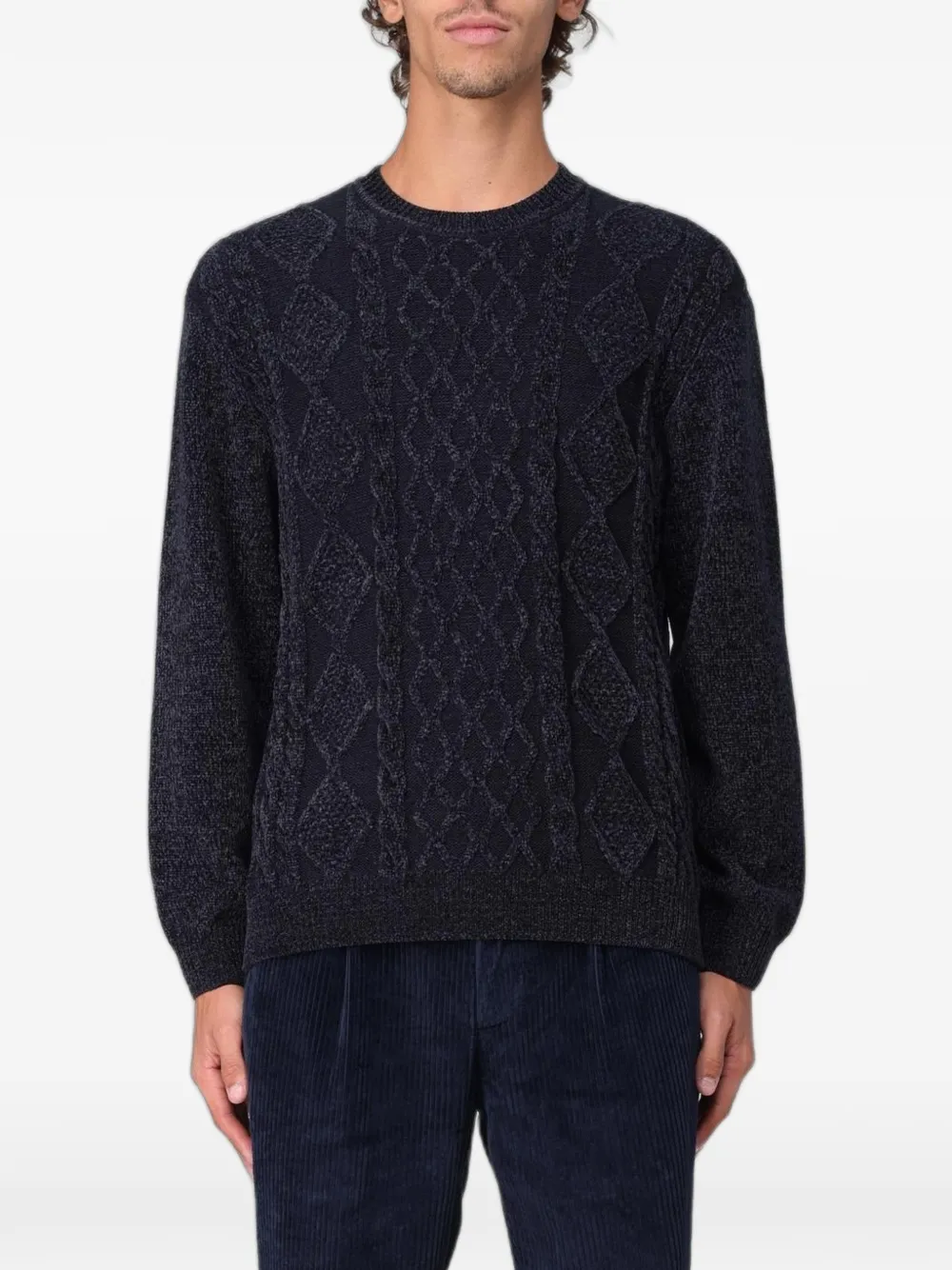 Emporio Armani cable-knit diamond-pattern sweater - Blu