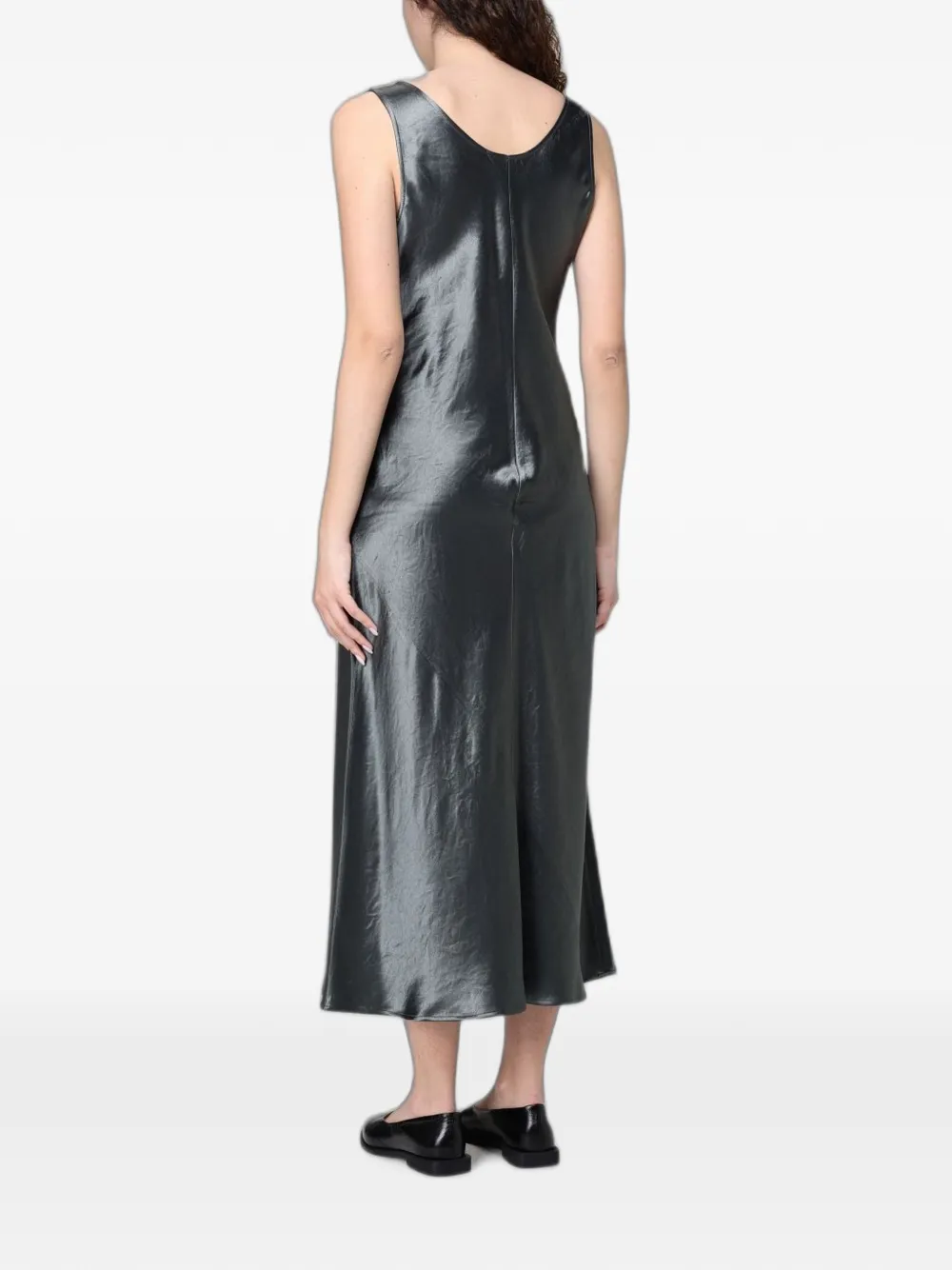 Max Mara Satijnen midi-jurk Grijs