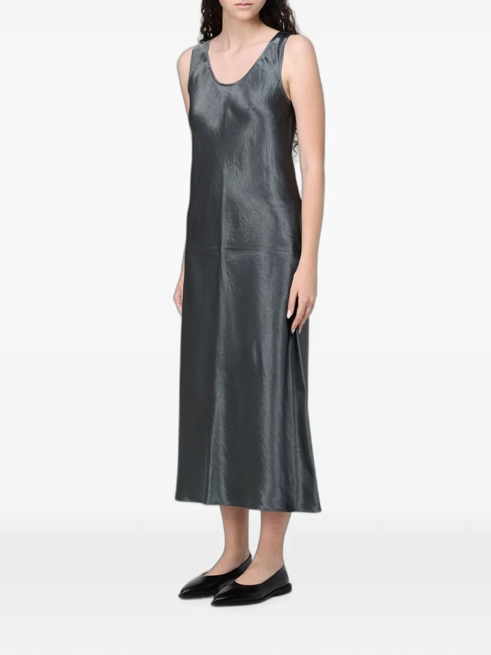 Max Mara Satijnen midi-jurk Grijs