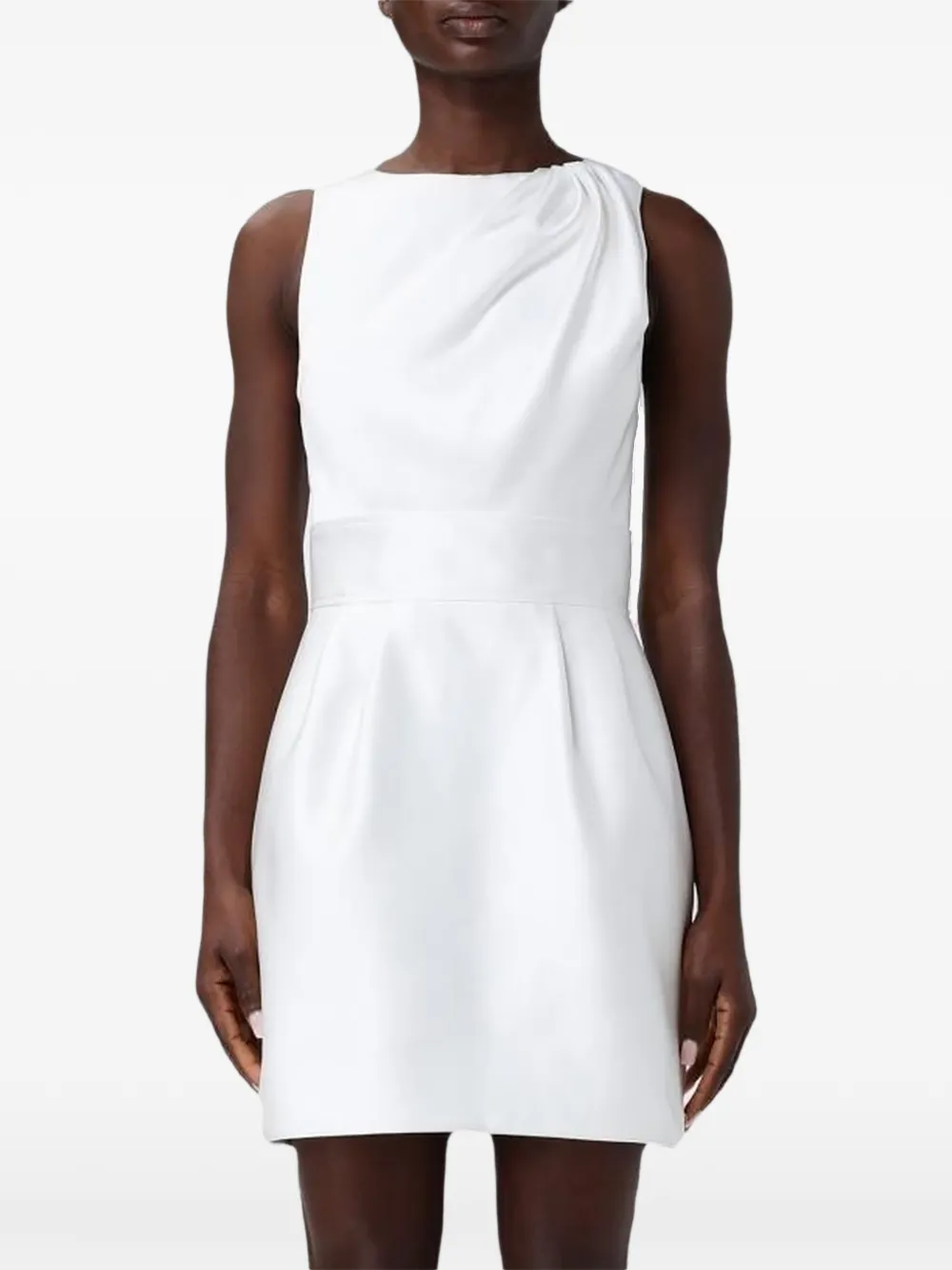 Elisabetta Franchi draped-neckline logo-plaque mini dress - Bianco