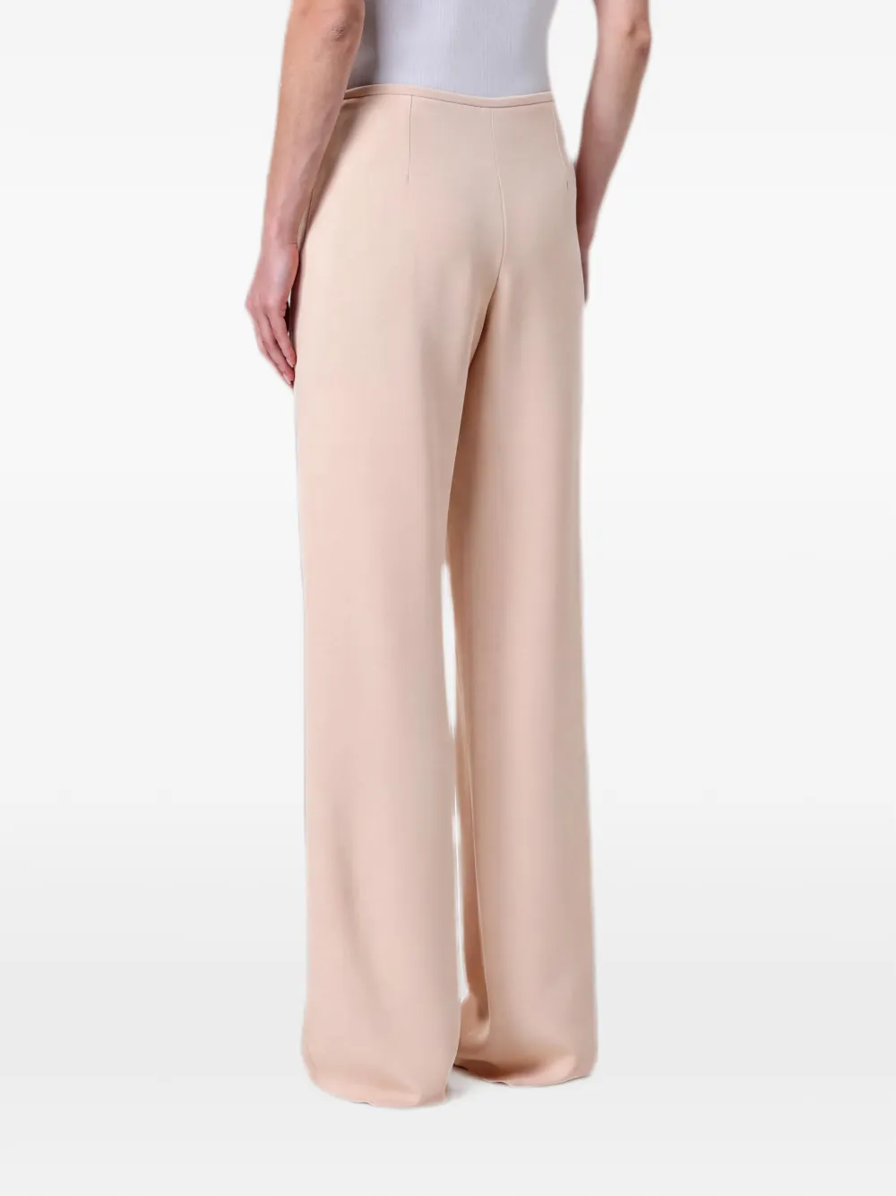 Emporio Armani Palazzo Trousers Essential in Crepe with High Waist in Neutrals, view 2