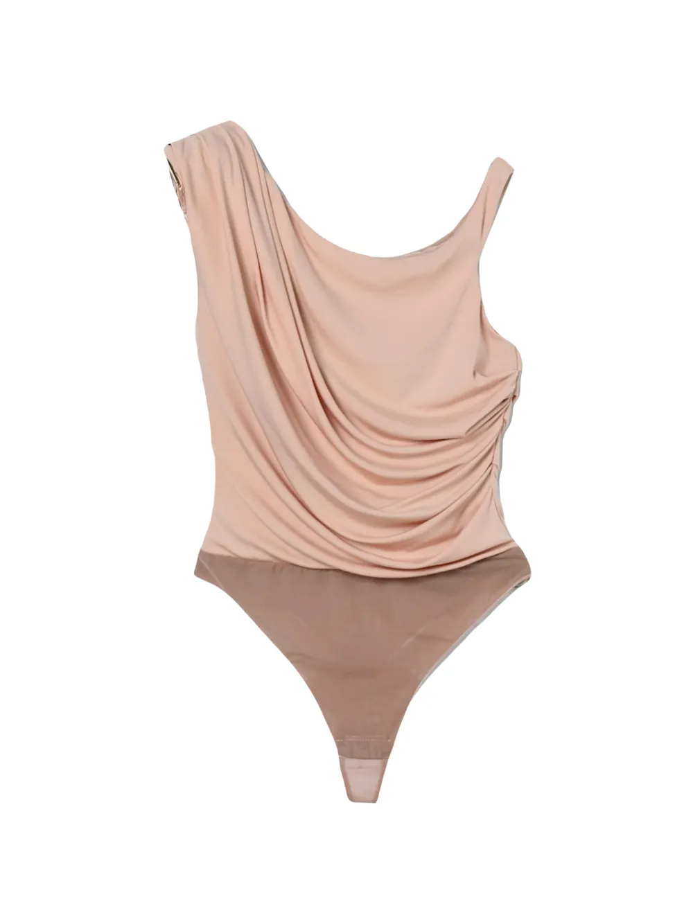 Elisabetta Franchi draped-detail asymmetric bodysuit - Toni neutri