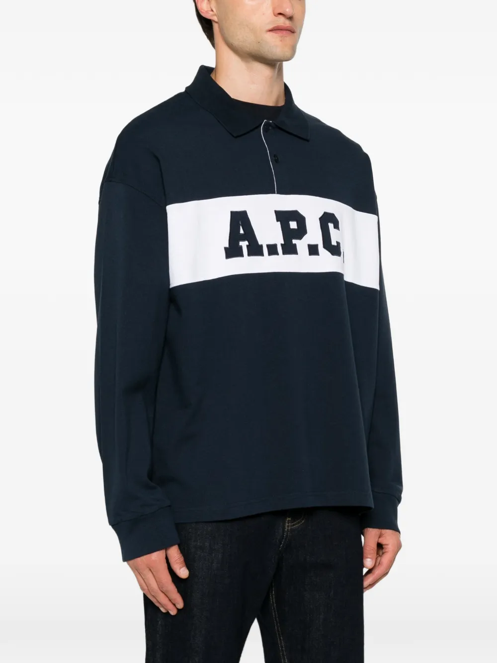 A.P.C. Poloshirt met logoprint Blauw