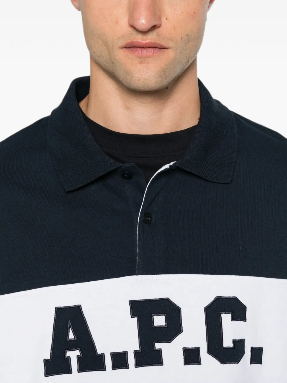 A.P.C. Poloshirt met logoprint Blauw
