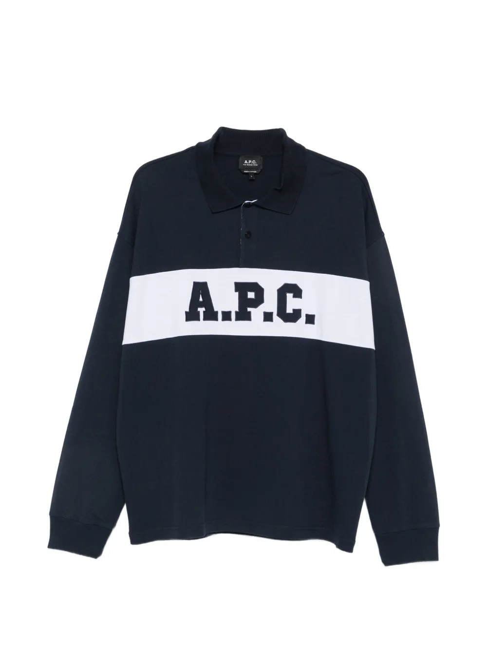 A.P.C. logo-print long-sleeve polo shirt - Blu