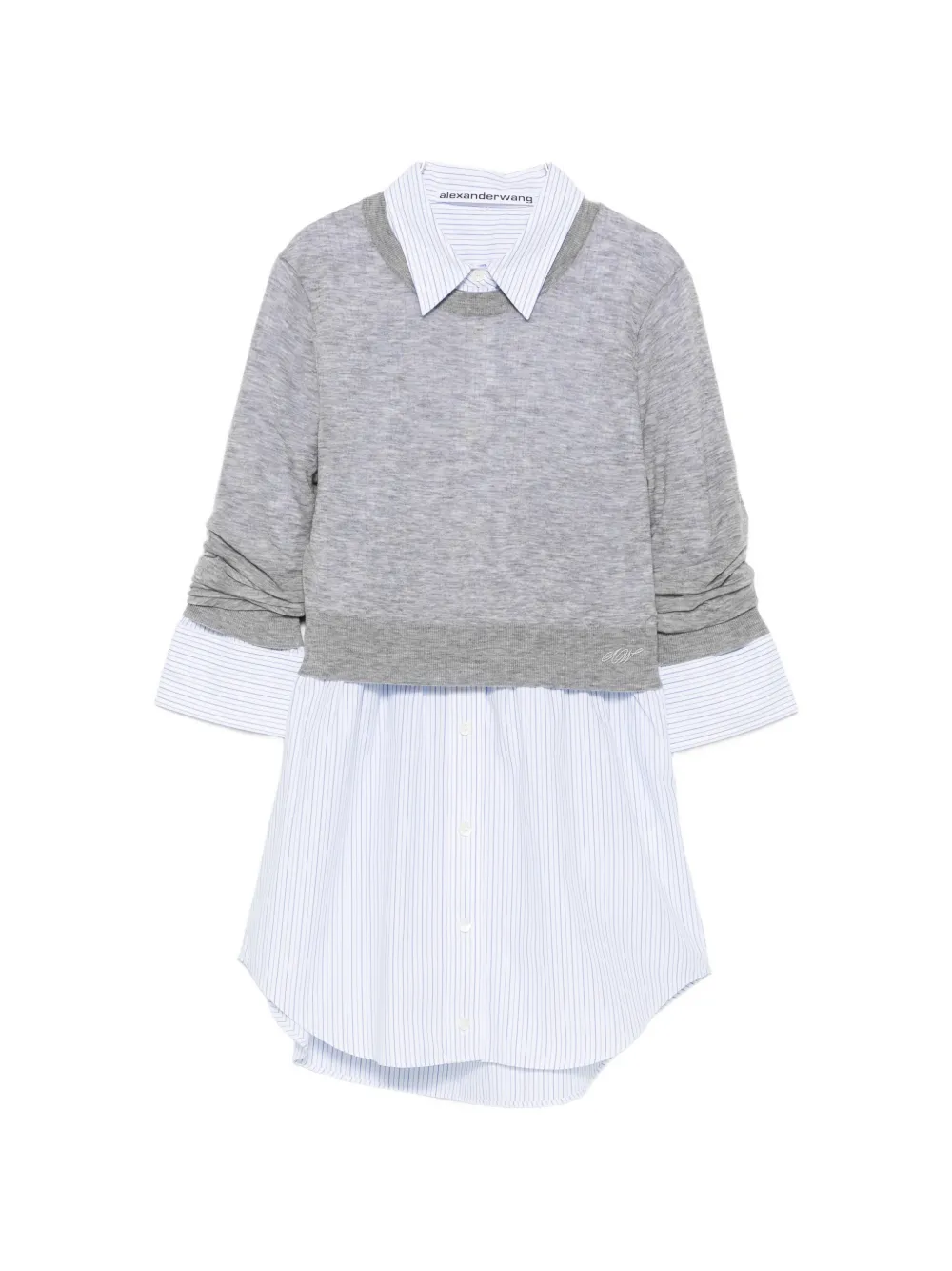 Alexander Wang Layered-design Logo-embroidered Sweater In White