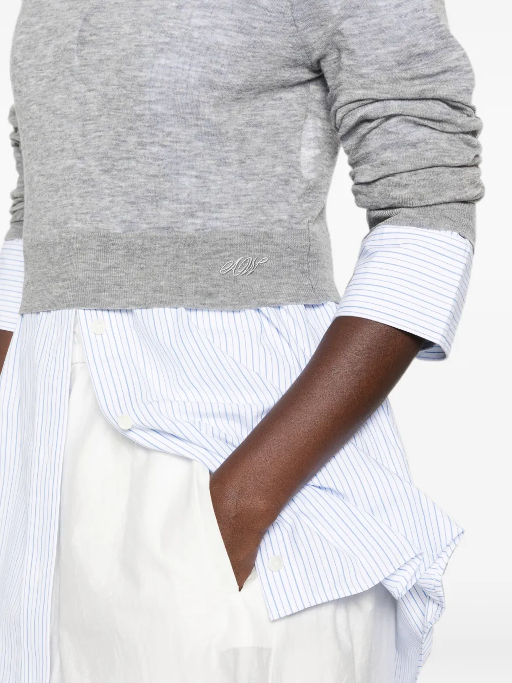Alexander Wang Gelaagde trui met geborduurd logo Grijs