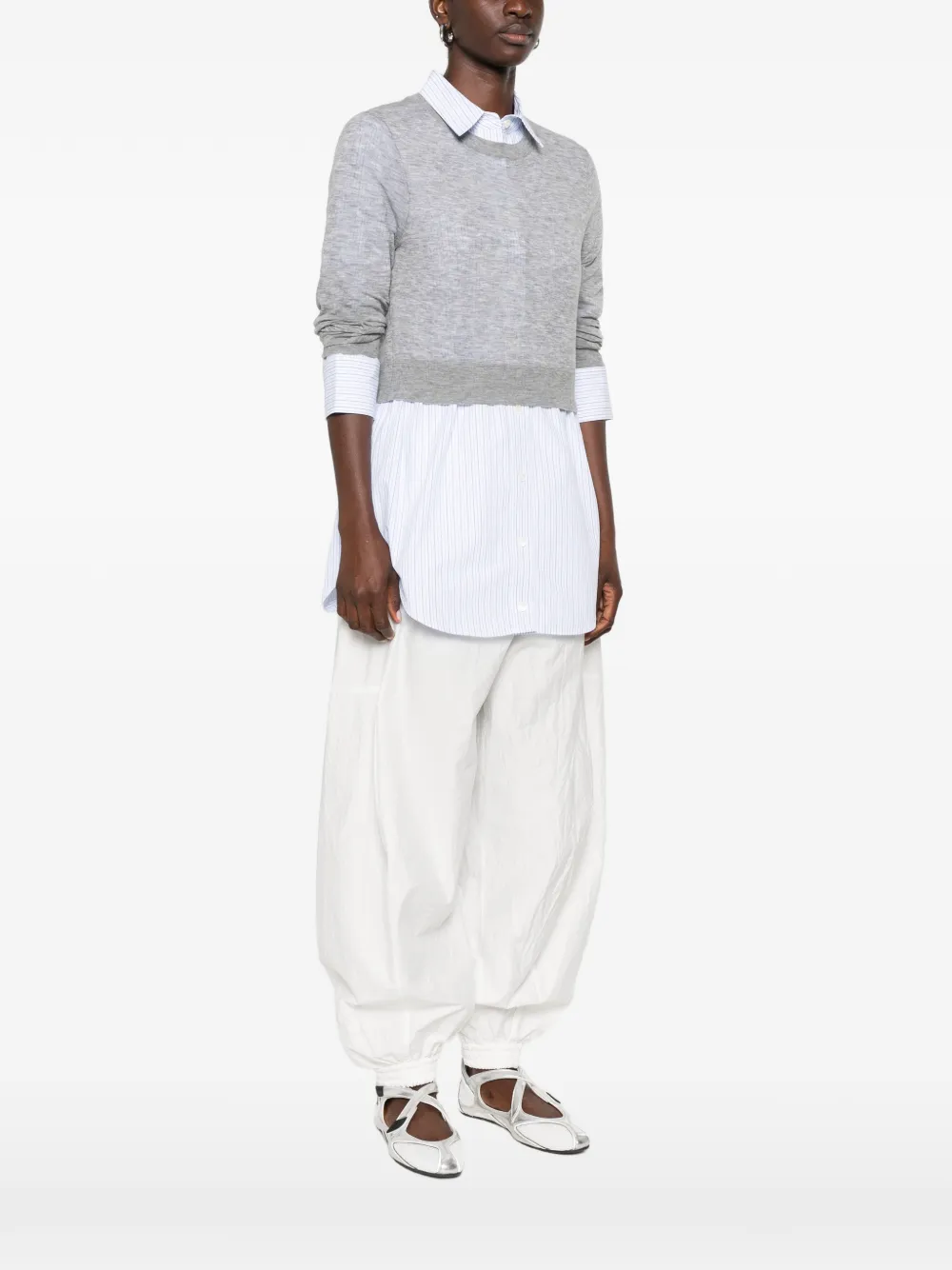 Alexander Wang Gelaagde trui met geborduurd logo Grijs