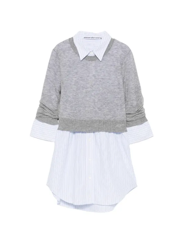 Alexander Wang Layered-design Logo-embroidered Sweater in Grey