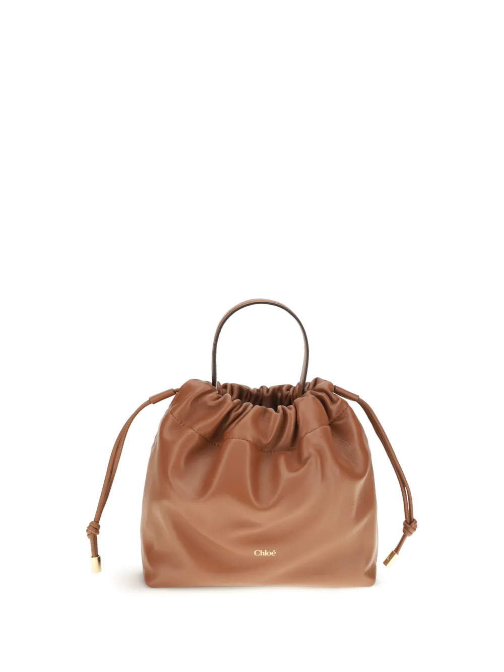 Chloé drawstring leather bucket bag - Marrone