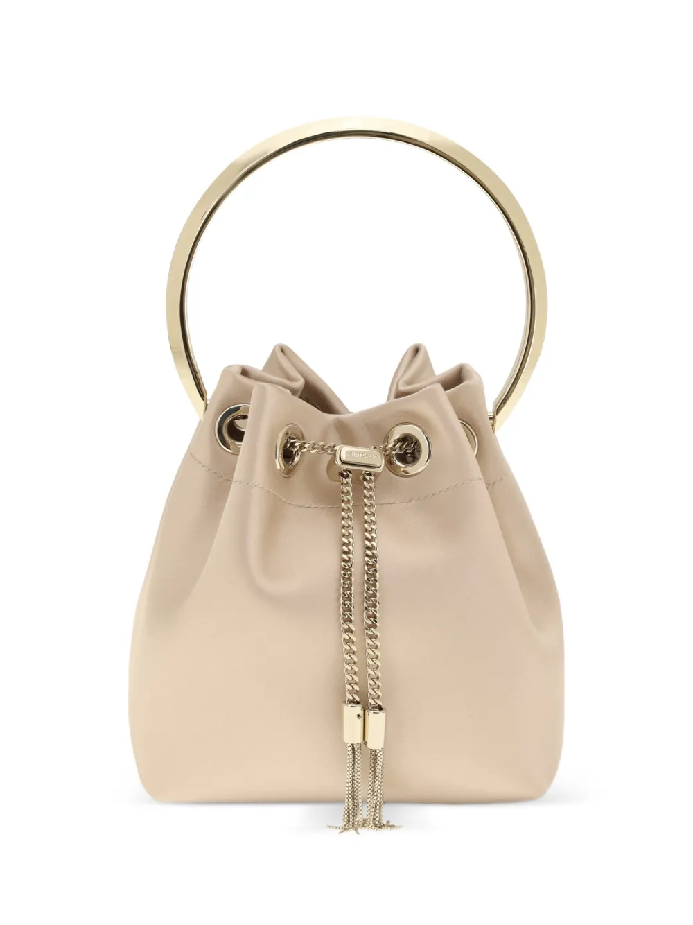 Jimmy Choo Bon Bon satin bucket bag - Nude