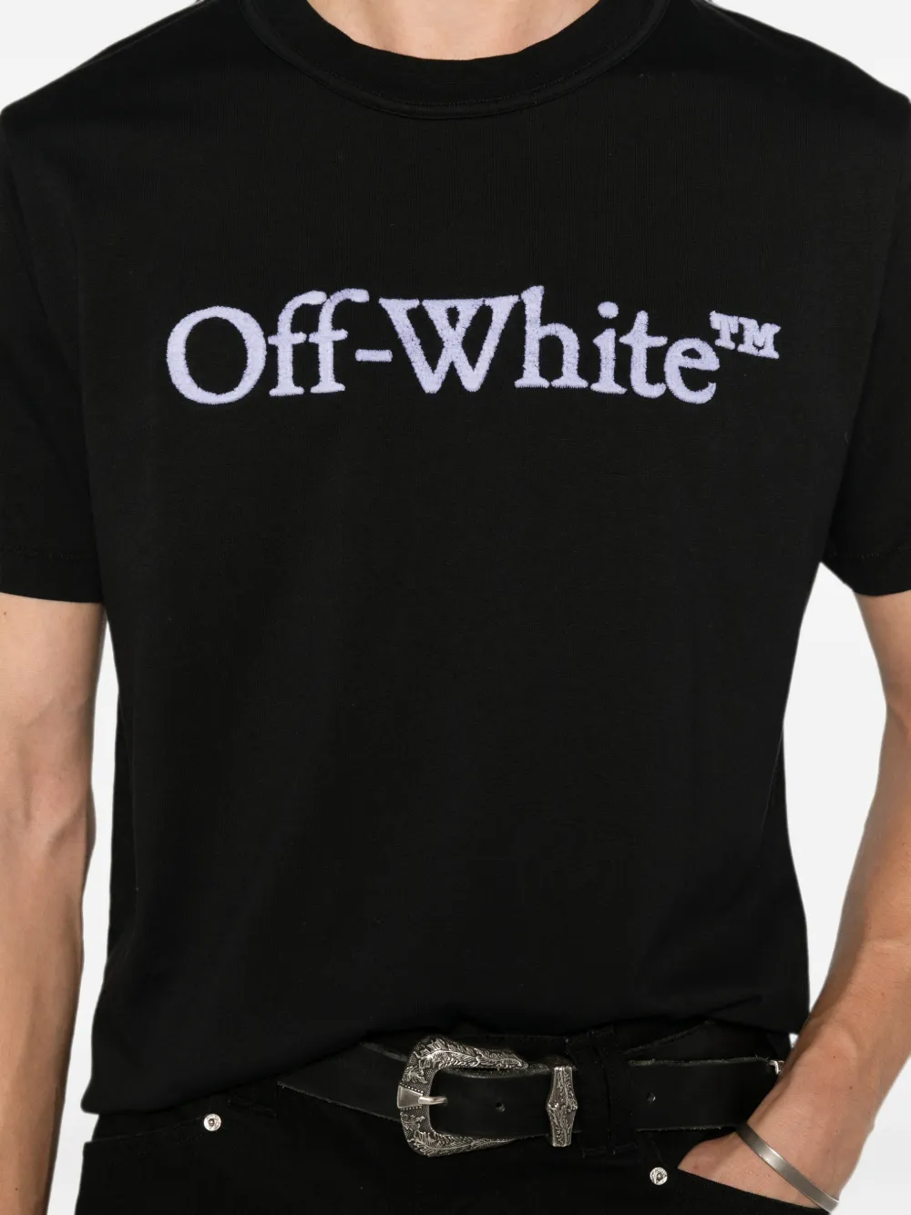 Off-White Katoenen T-shirt met geborduurd logo Zwart