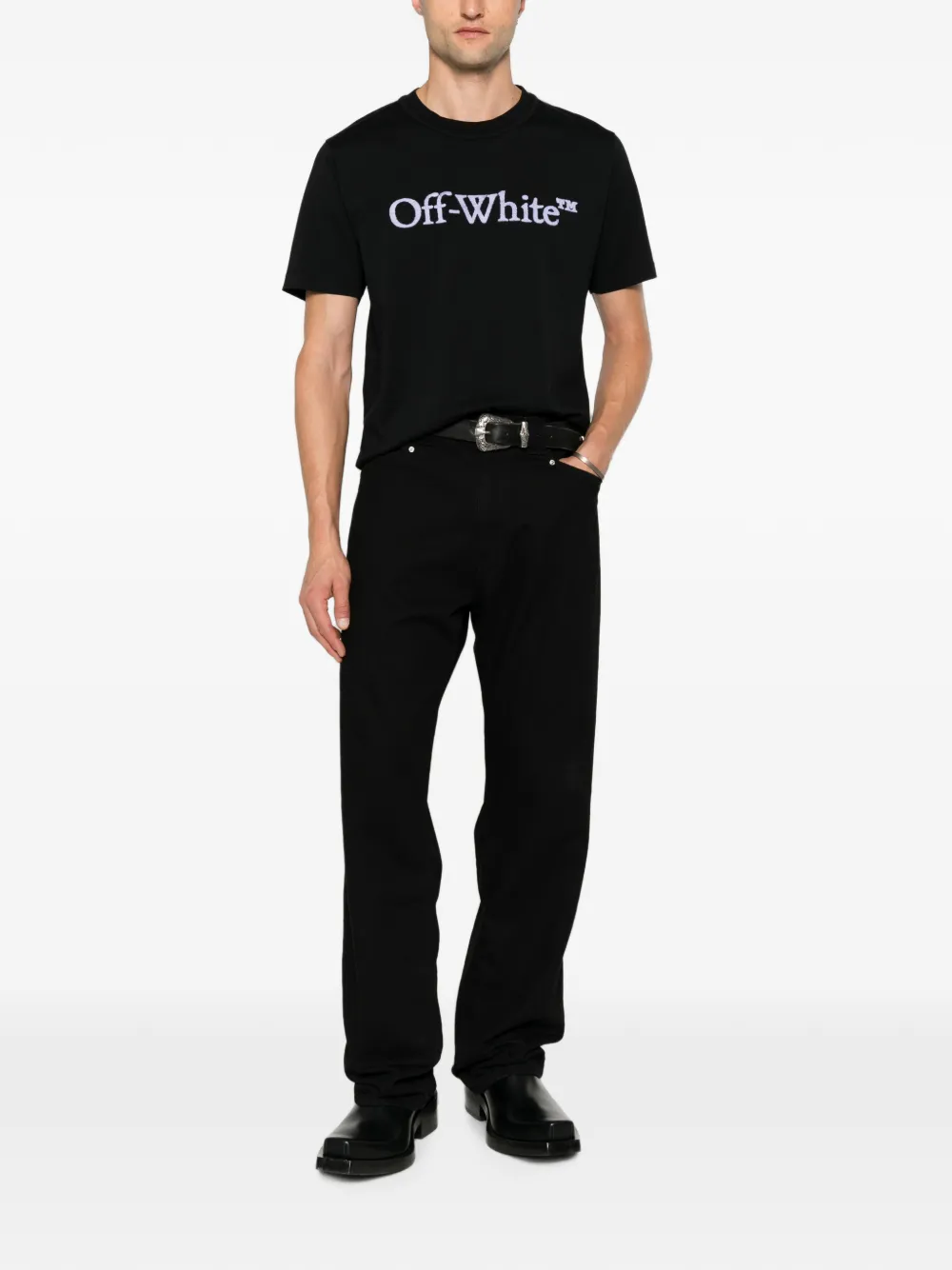 Off-White Katoenen T-shirt met geborduurd logo Zwart