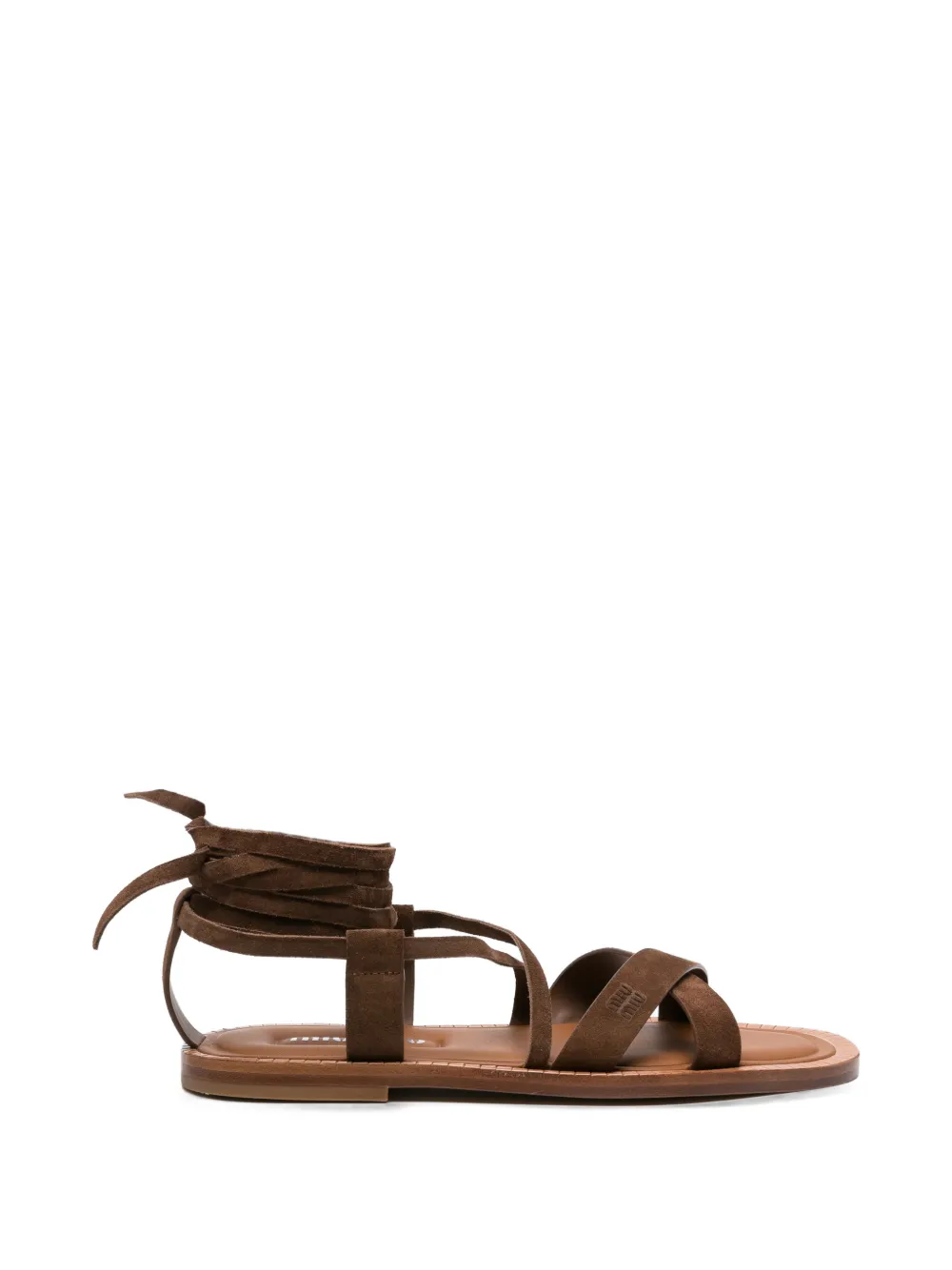 Miu Miu lace-up crossover-strap sandals - Braun