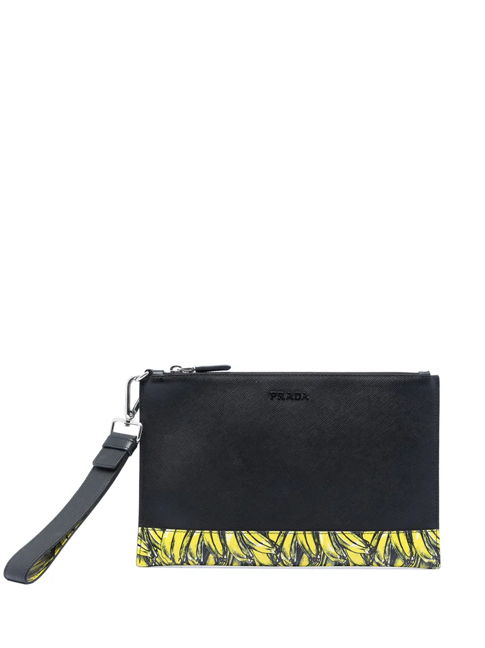 Prada Pre-Owned Clutch in pelle Saffiano con stampa bandana 2013-2026 - Nero