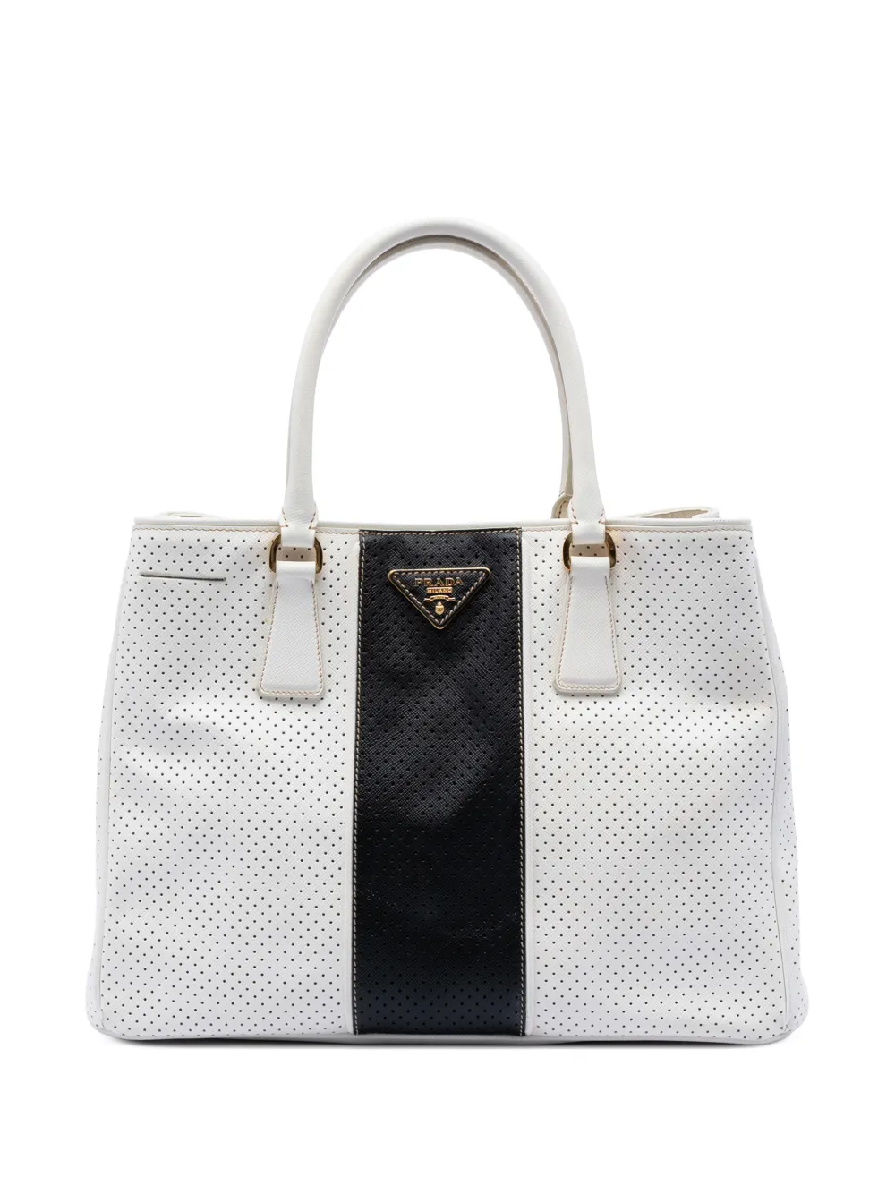 Prada Pre-Owned Borsa tote Galleria media in pelle Saffiano con design traforato 2015-2026 - Bianco