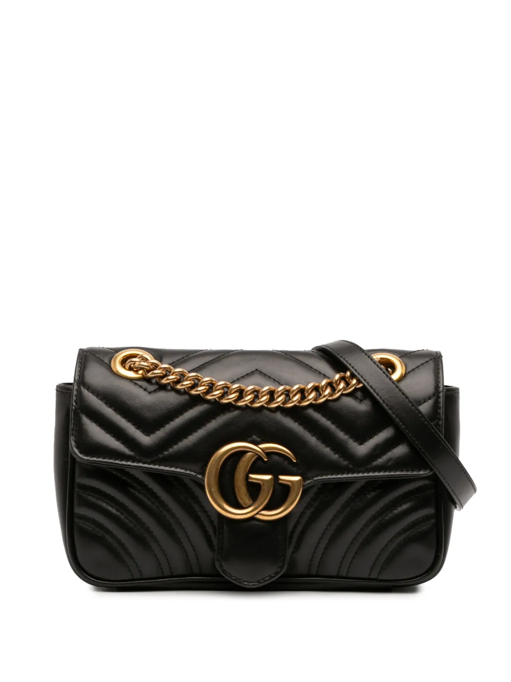 Gucci Pre-Owned Borsa a spalla GG Marmont piccola in pelle di vitello 2016-2026 - Nero