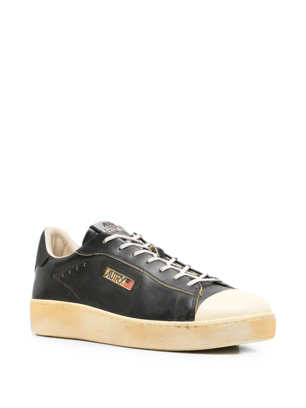 Autry Dallas low super sneakers in black leather Zwart