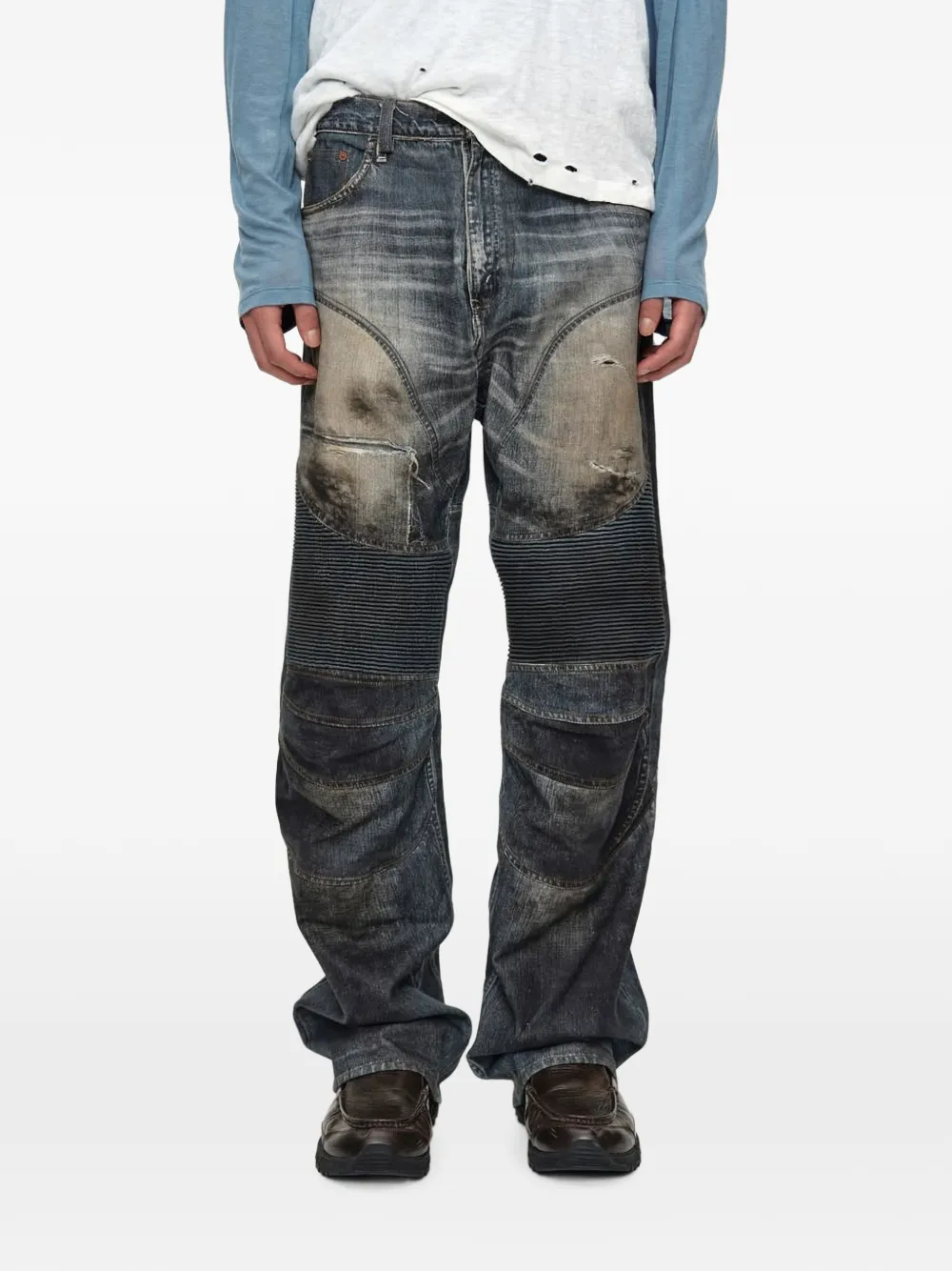 Andersson Bell distressed panelled jeans - Blu