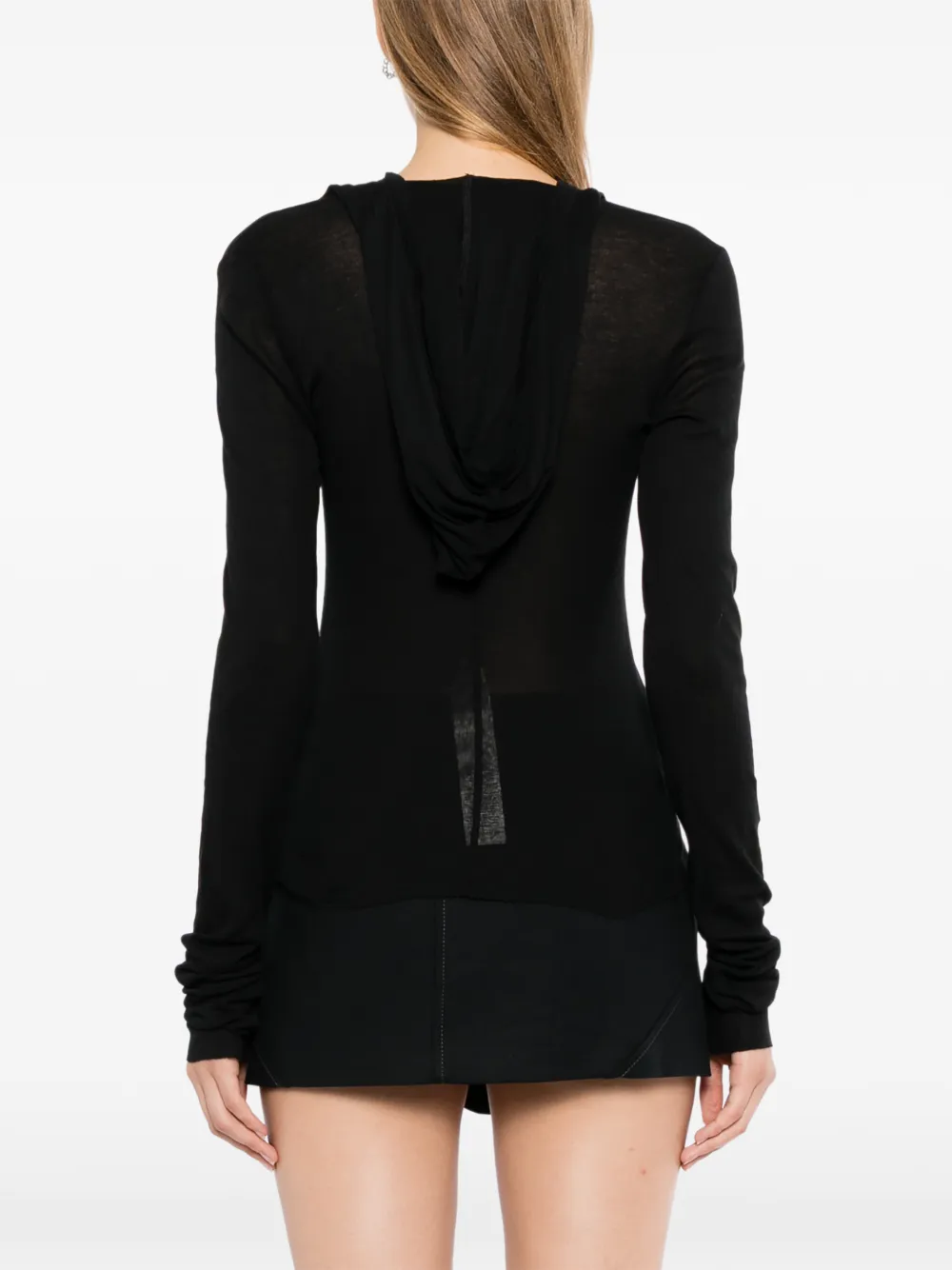 Rick Owens Fijngebreide hoodie Zwart