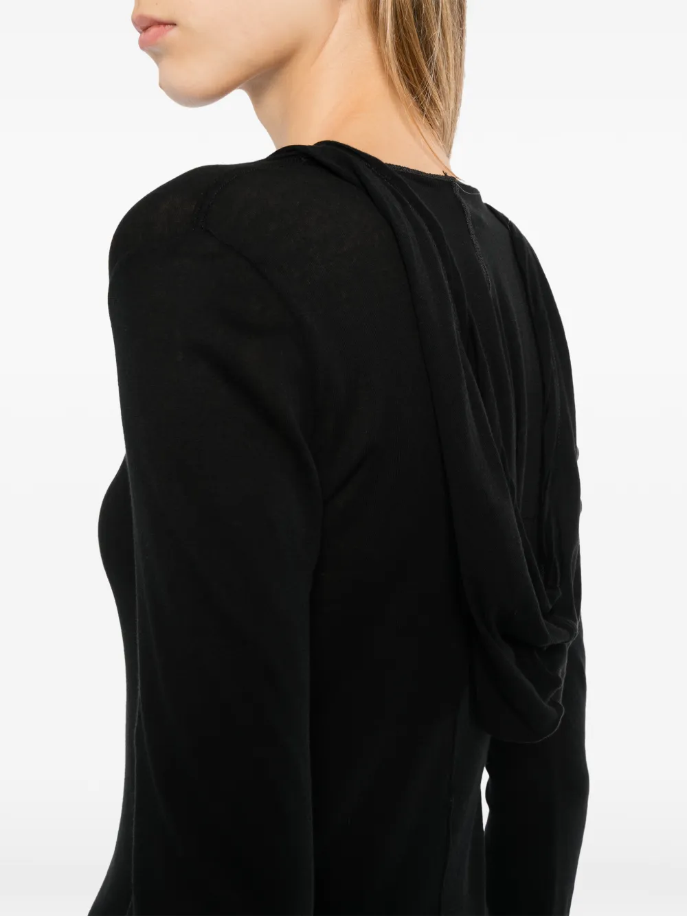 Rick Owens Fijngebreide hoodie Zwart
