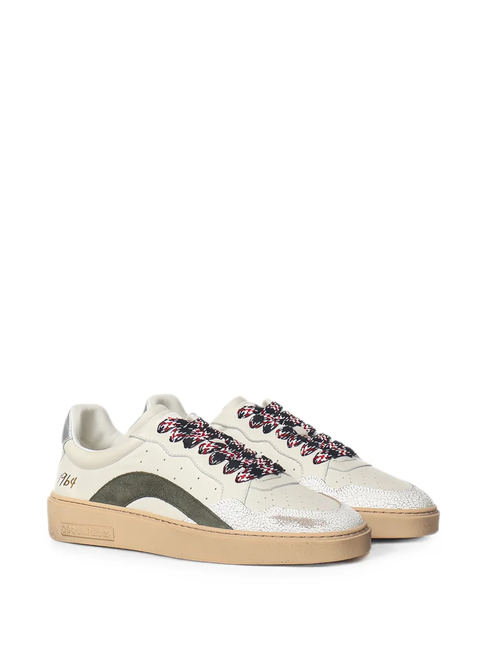 DSQUARED2 Rider distressed-effect panelled sneakers Beige