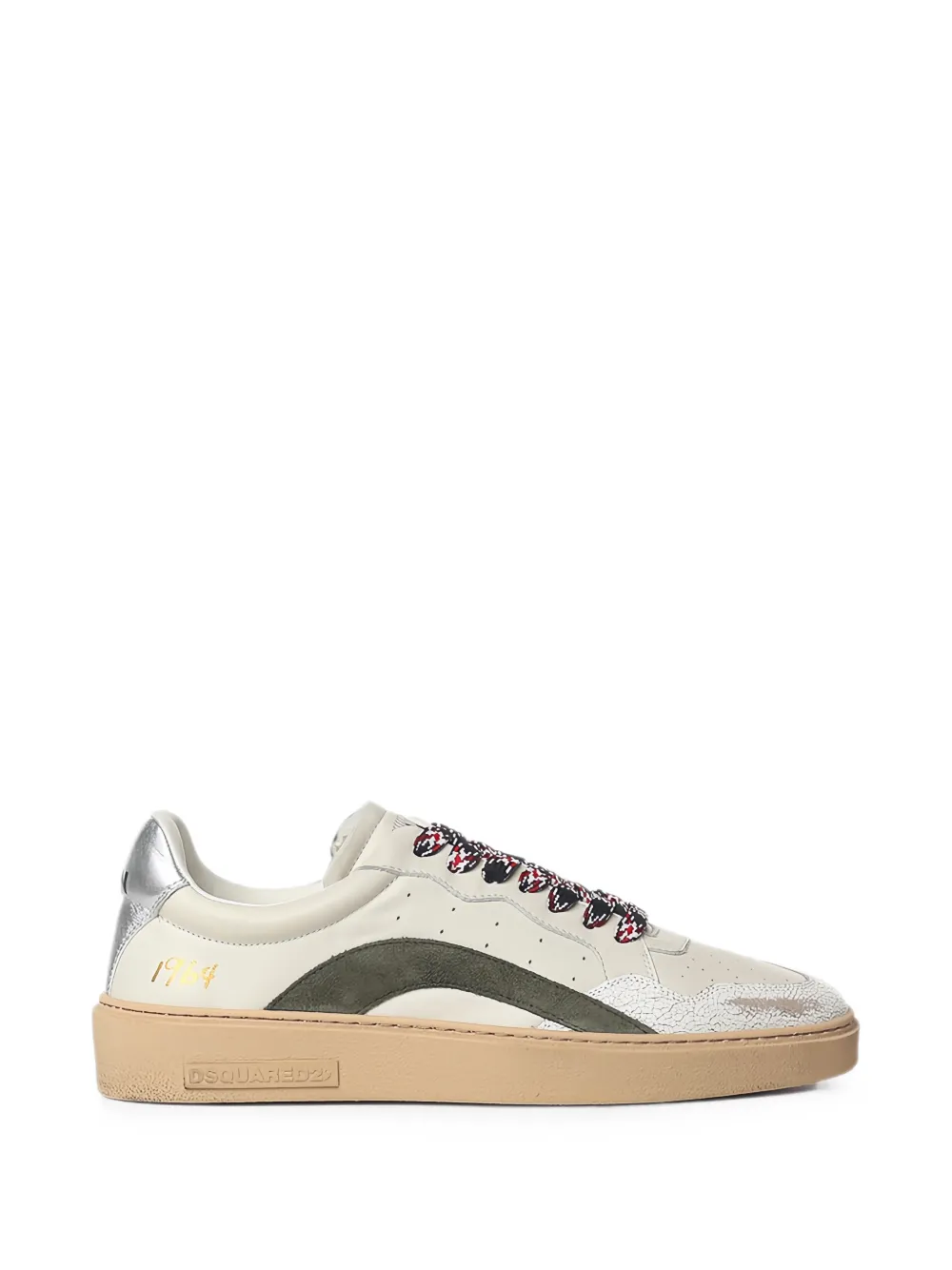 DSQUARED2 Rider distressed-effect panelled sneakers Beige
