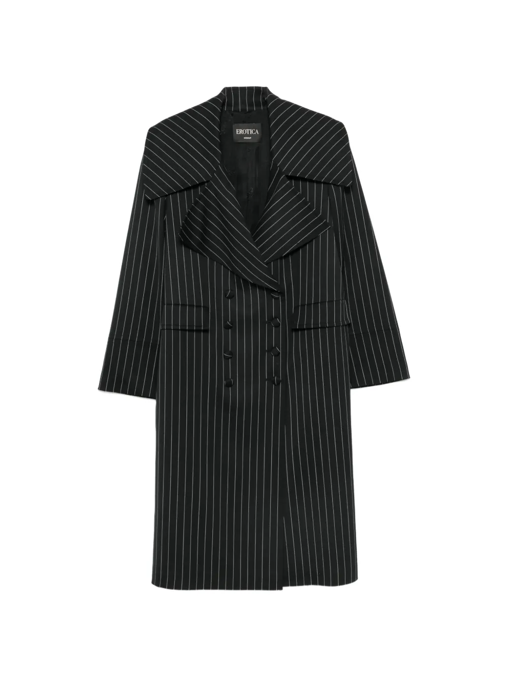 DONDUP pinstripe-pattern double-breasted coat - Schwarz