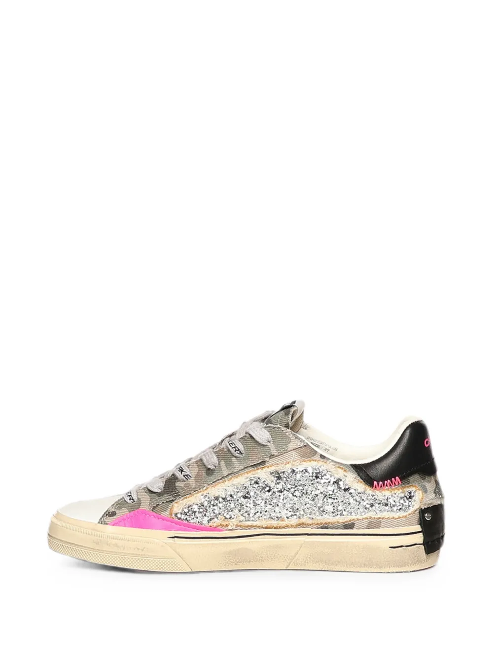 Crime London glitter-embellished camouflage-print sneakers Grijs
