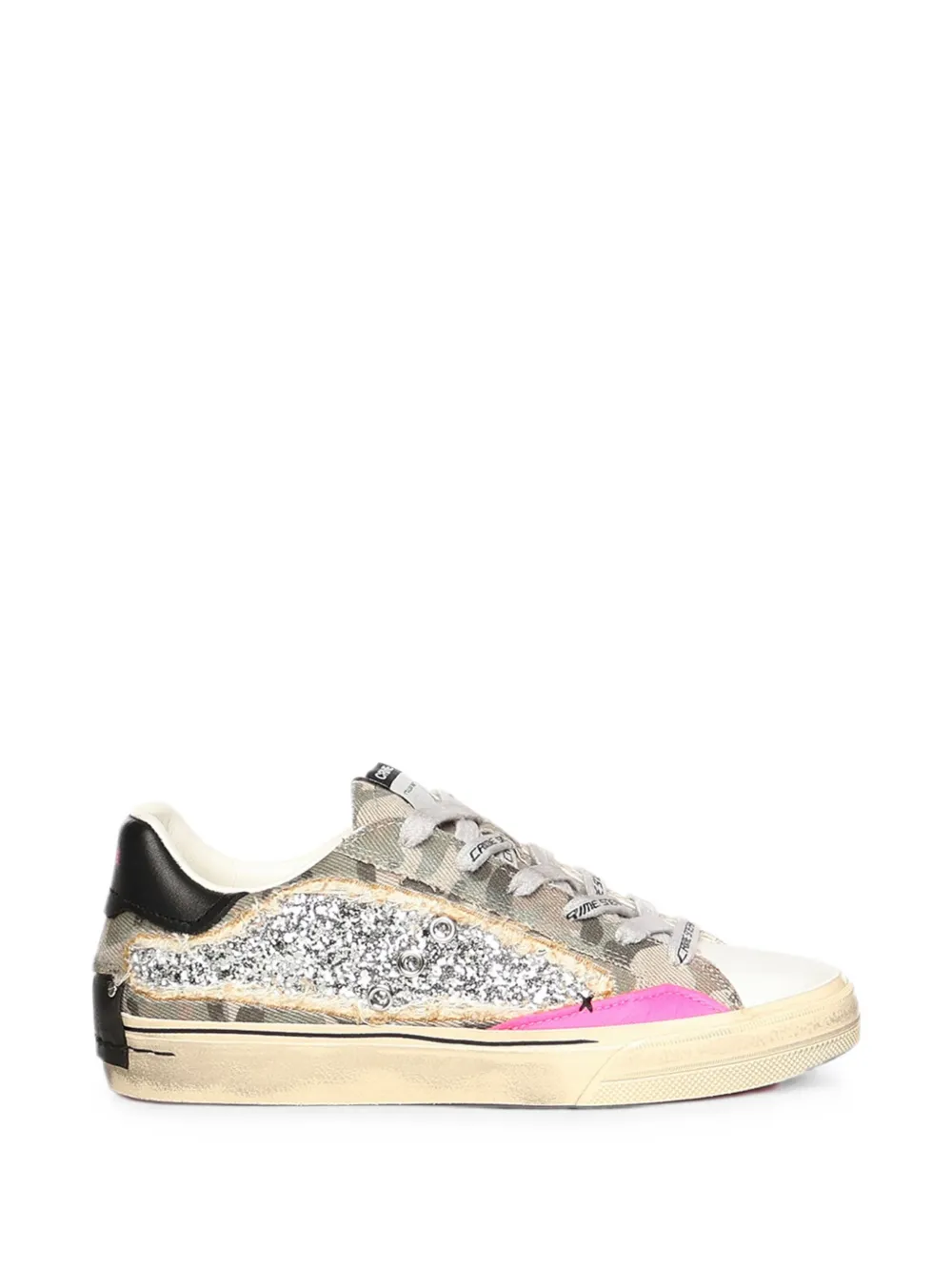 Crime London glitter-embellished camouflage-print sneakers Grijs