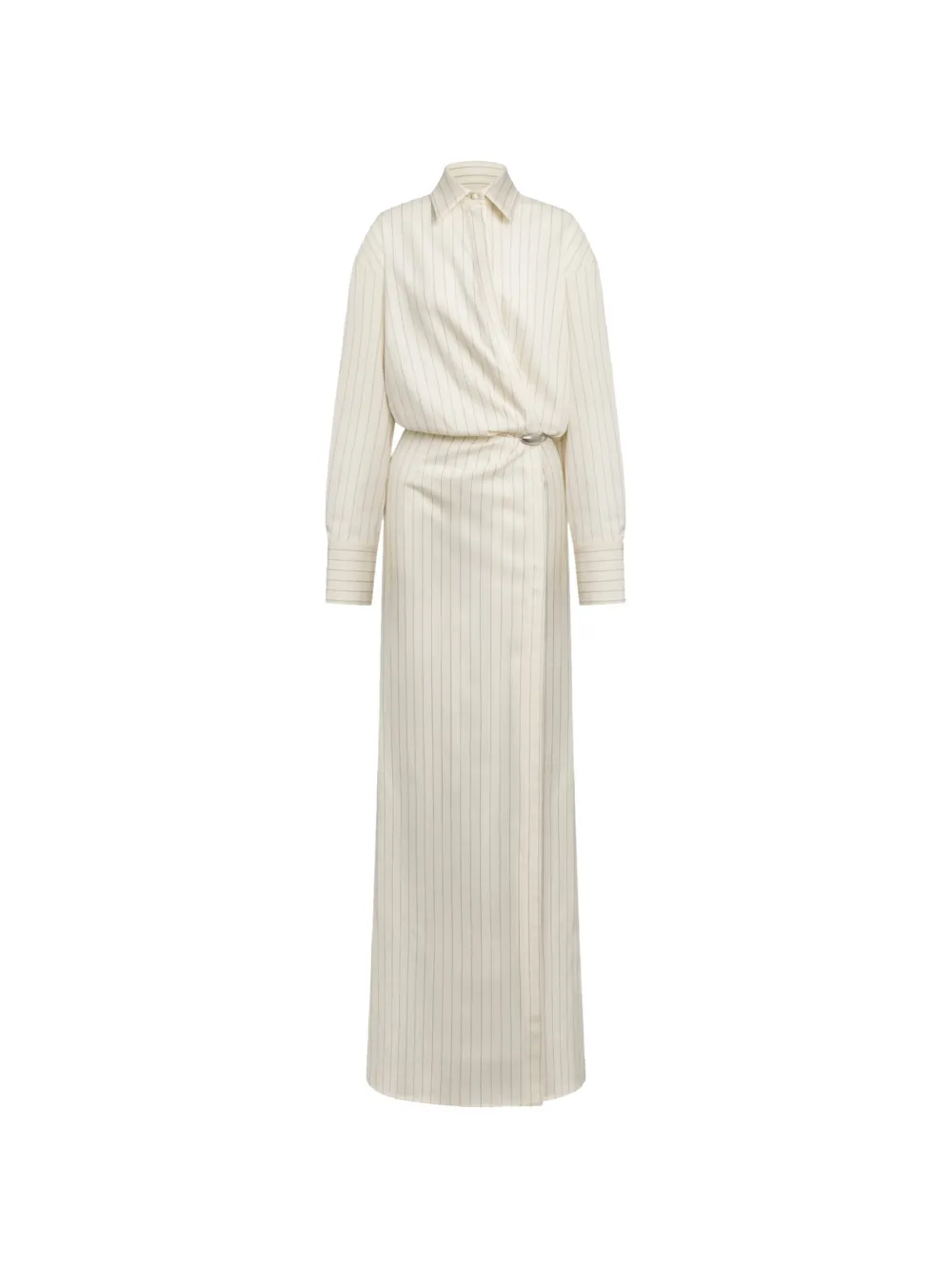 DONDUP pinstripe-pattern wrap maxi dress - Toni neutri