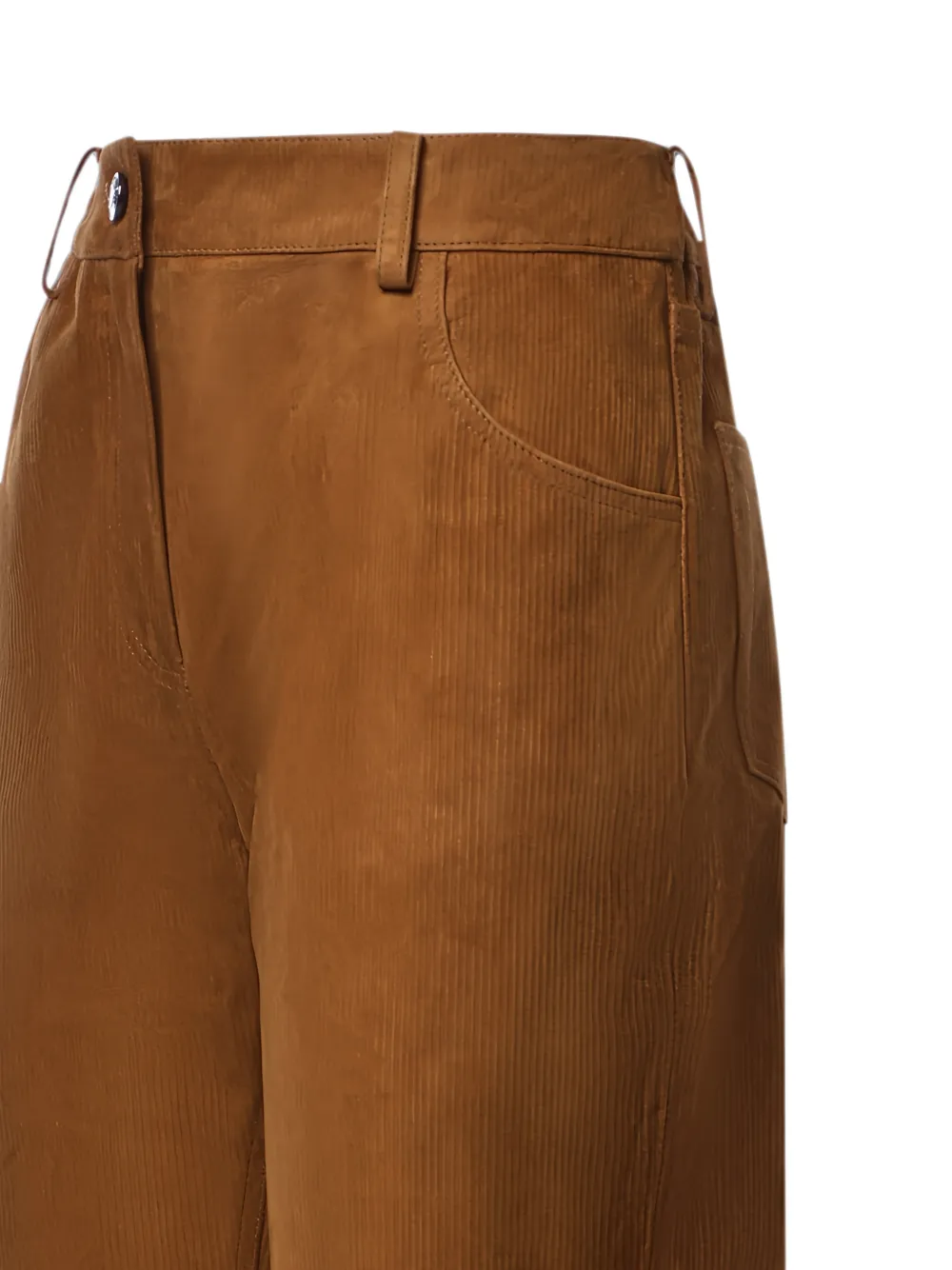 Magda Butrym Corduroy-effect Leather Trousers in Brown, view 3