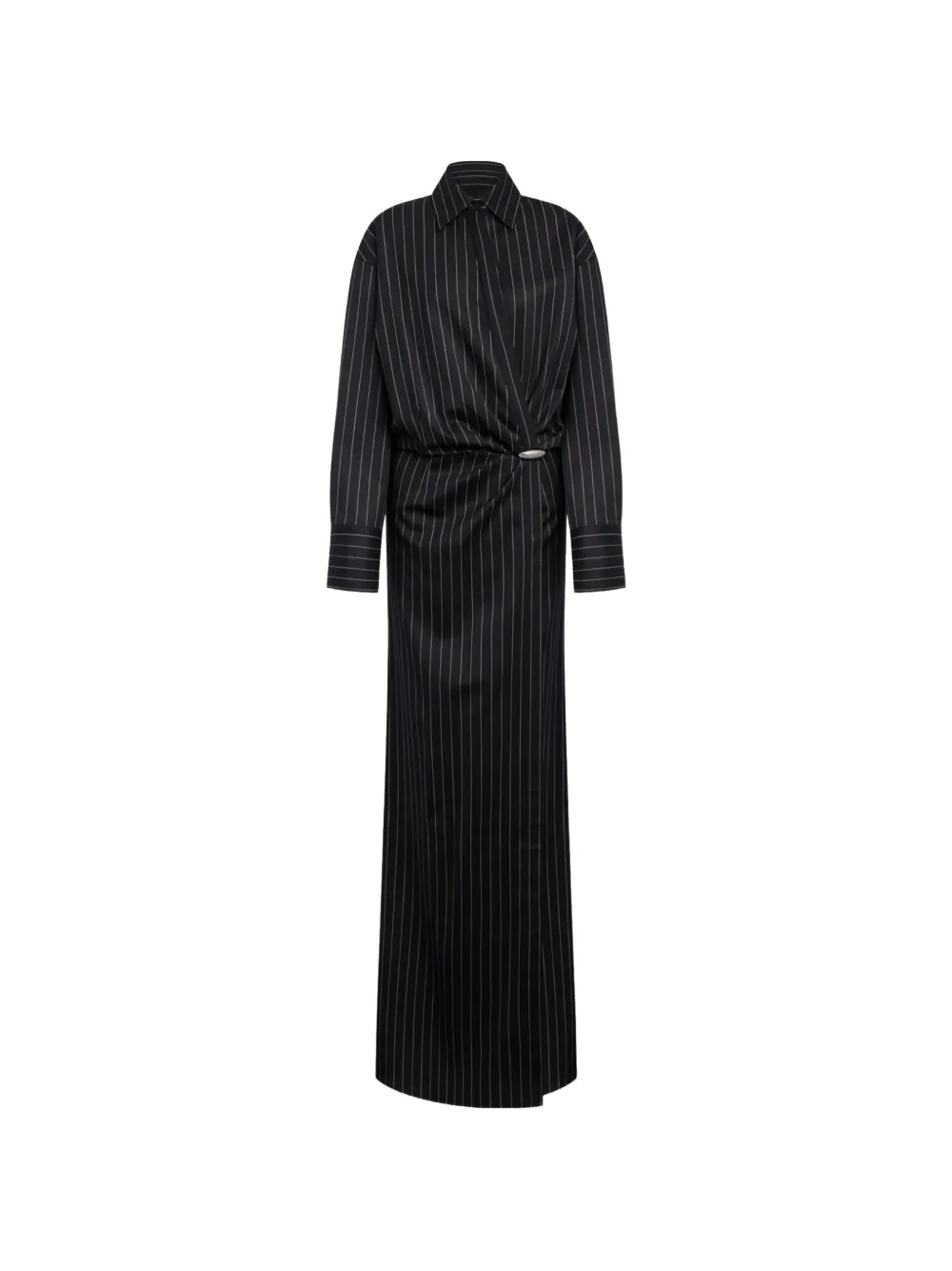 DONDUP pinstripe wrap-style maxi dress - Nero