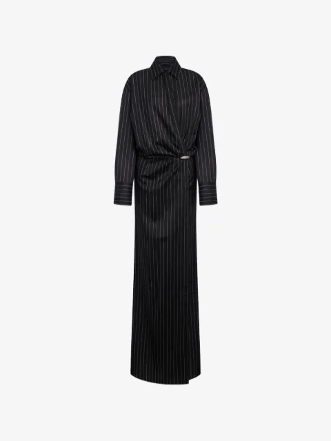 DONDUP pinstripe wrap-style maxi dress
