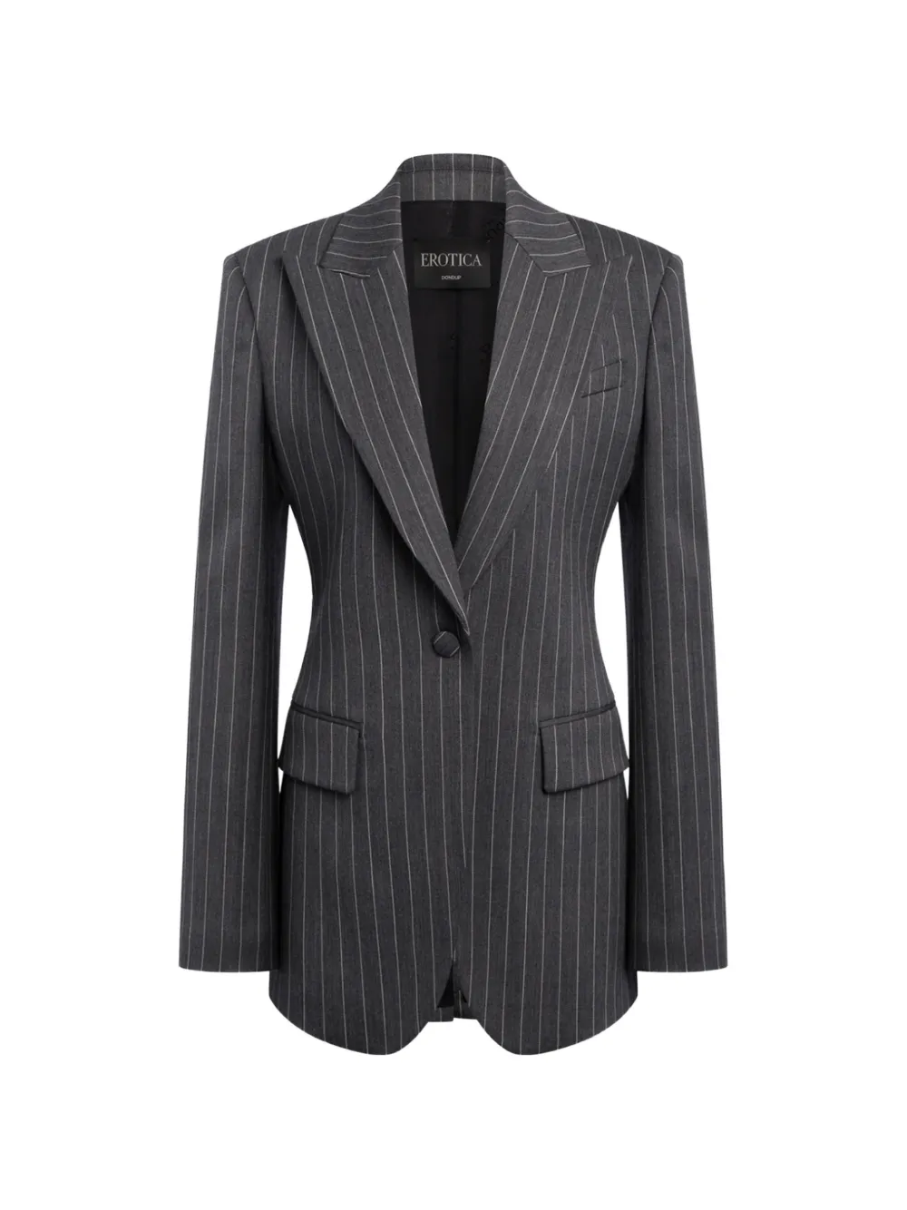 Dondup Pinstripe-pattern Single-breasted Blazer In Black