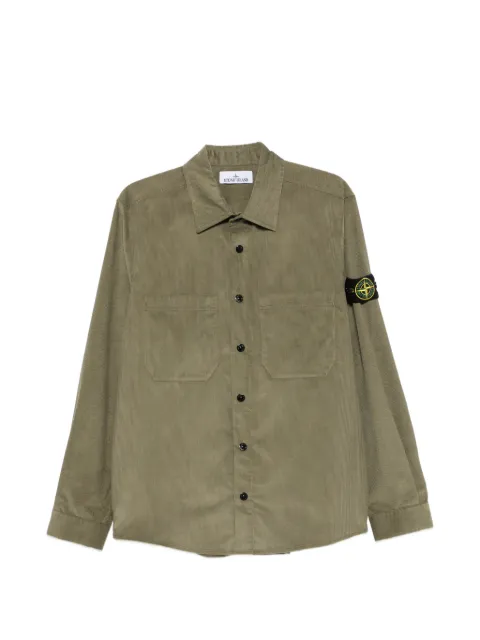 Stone Island corduroy-texture logo-patch shirt