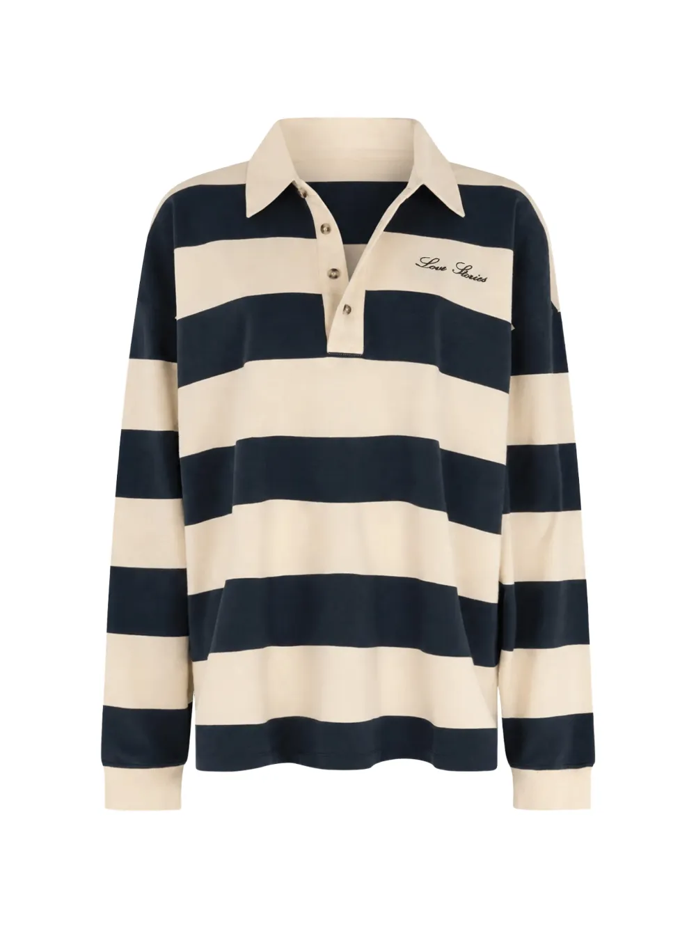 Love Stories striped long-sleeve polo shirt - Blu