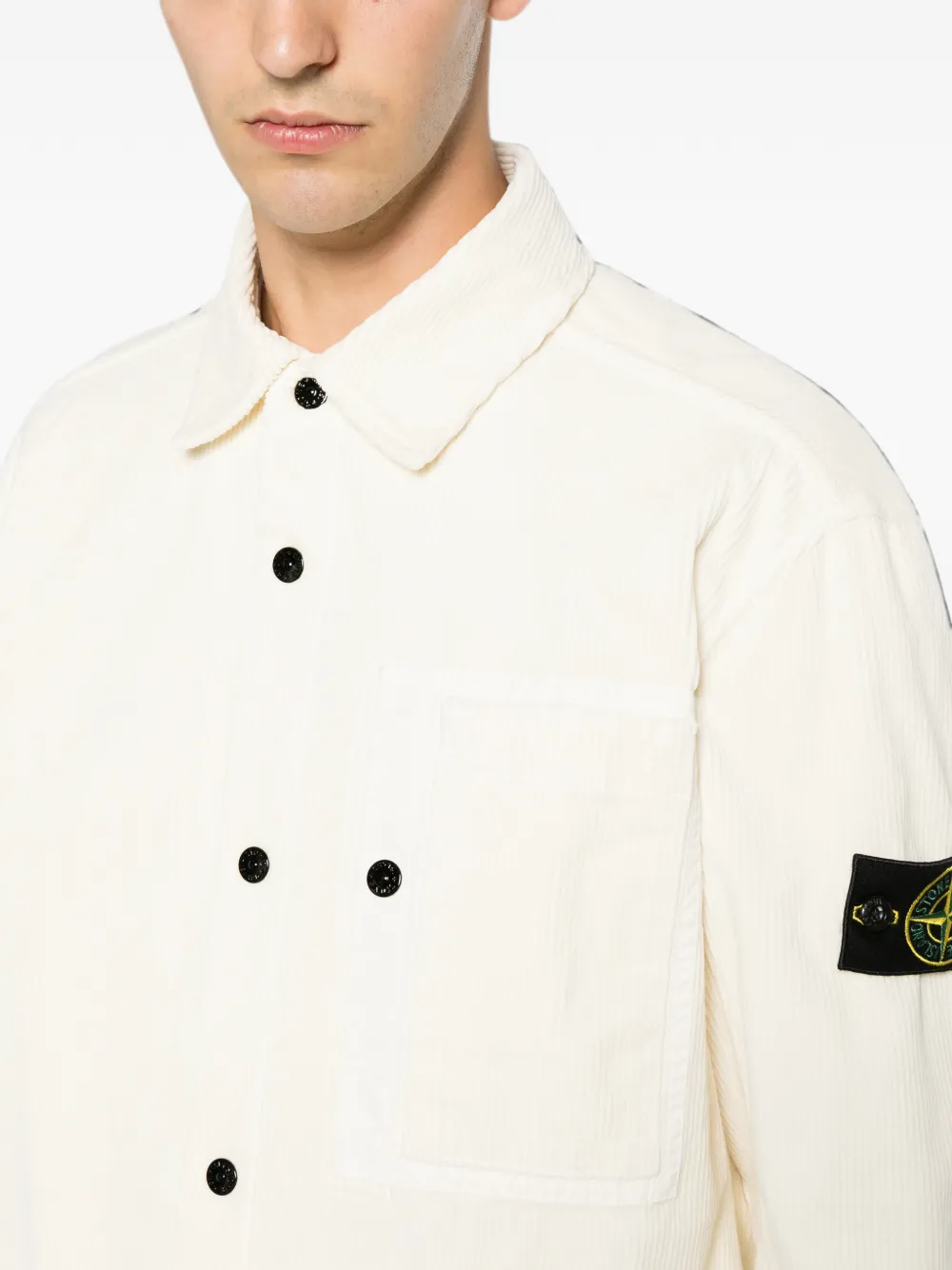 Stone Island Ribfluwelen overhemd van biologisch katoen Wit
