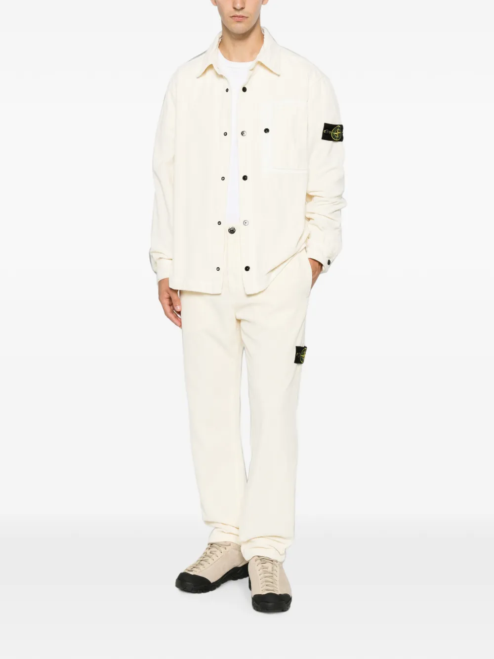 Stone Island Ribfluwelen overhemd van biologisch katoen Wit