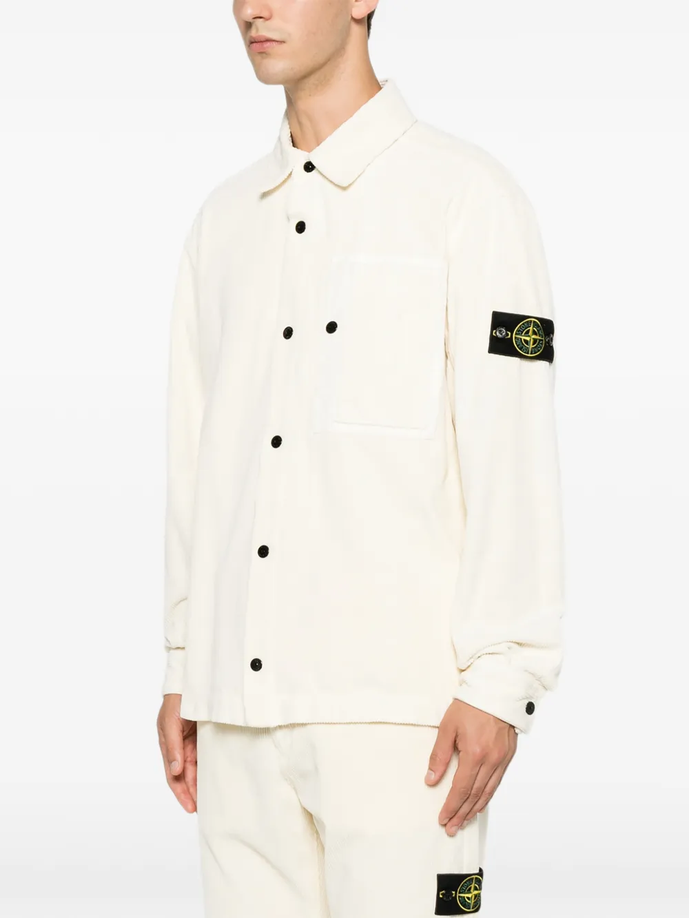 Stone Island Ribfluwelen overhemd van biologisch katoen Wit
