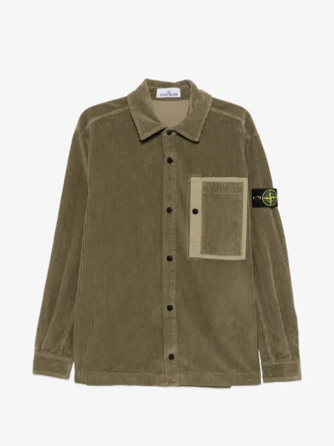 Stone Island corduroy-texture chest-pocket shirt